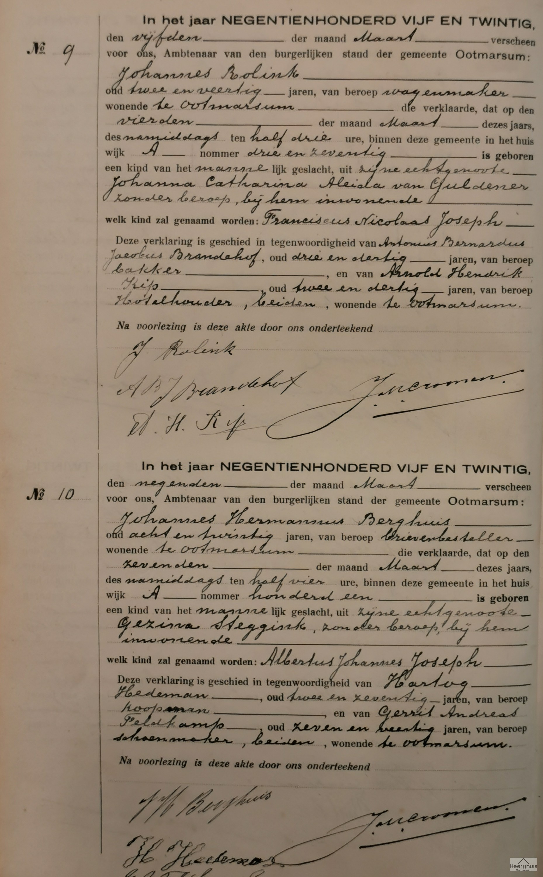 Geboorteakte van Franciscus Nicolaas Joseph Rolink