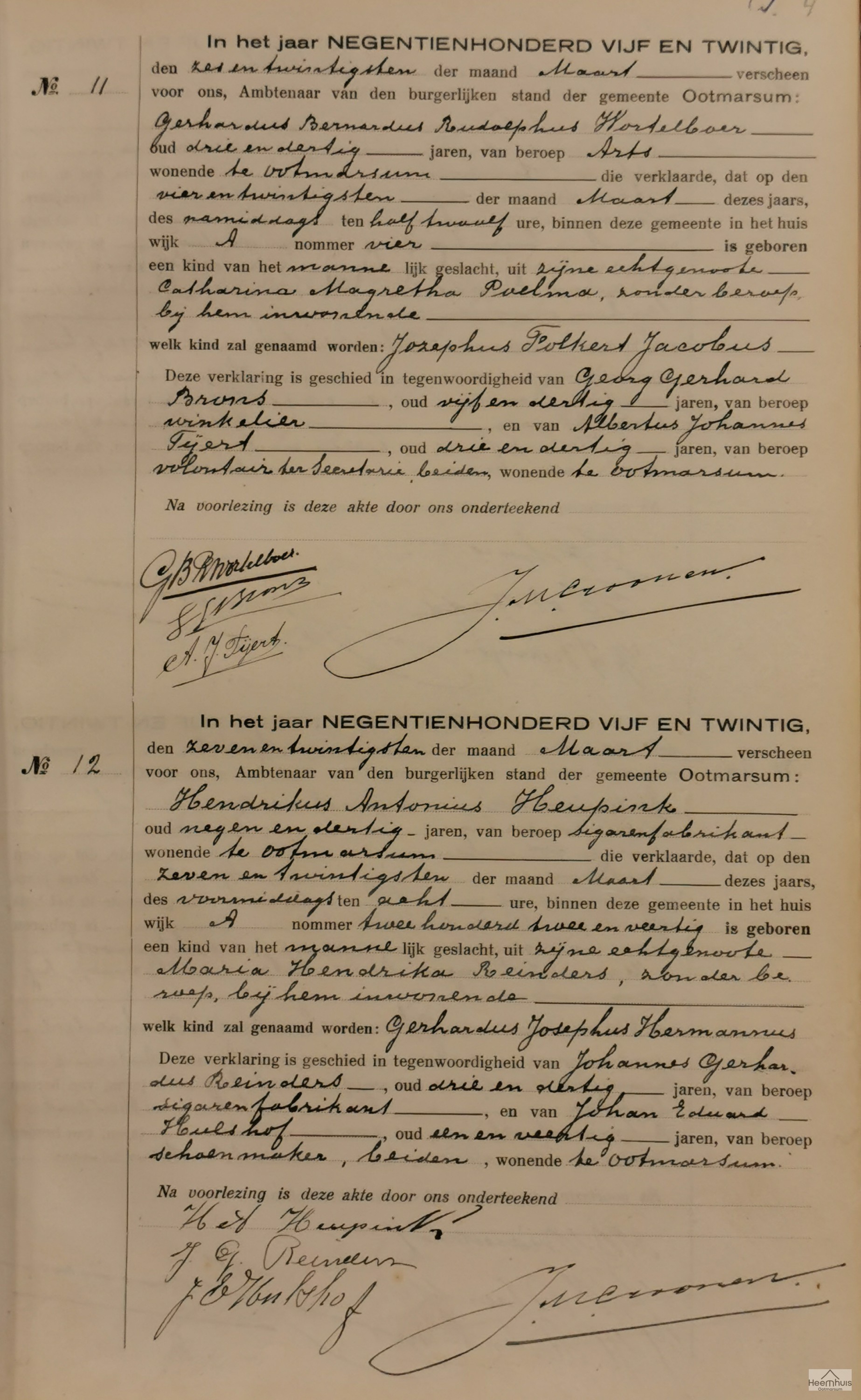 Geboorteakte van Jozephus Folkert Jacobus Wortelboer