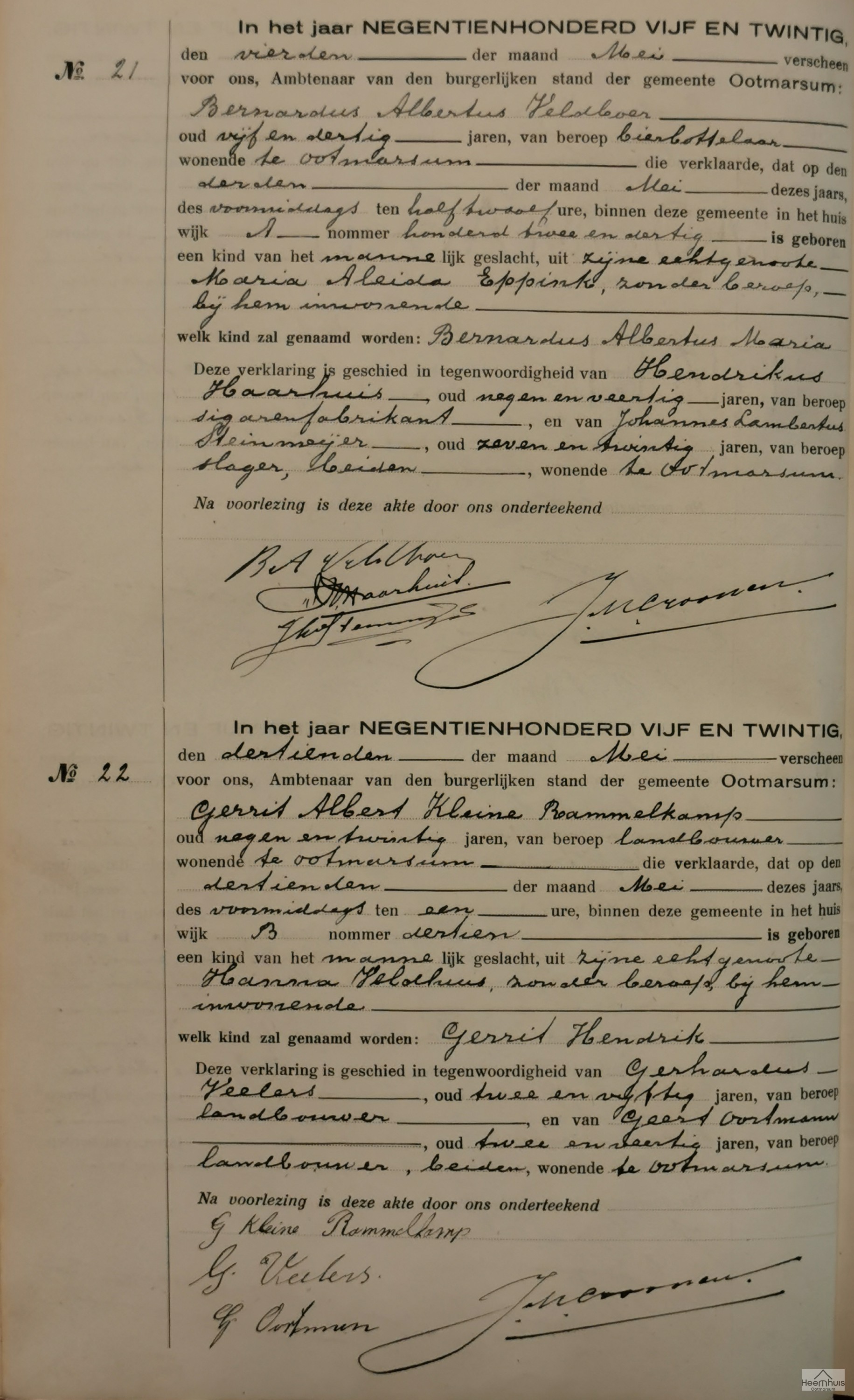 Geboorteakte van Gerrit Hendrik Kleine Rammelkamp