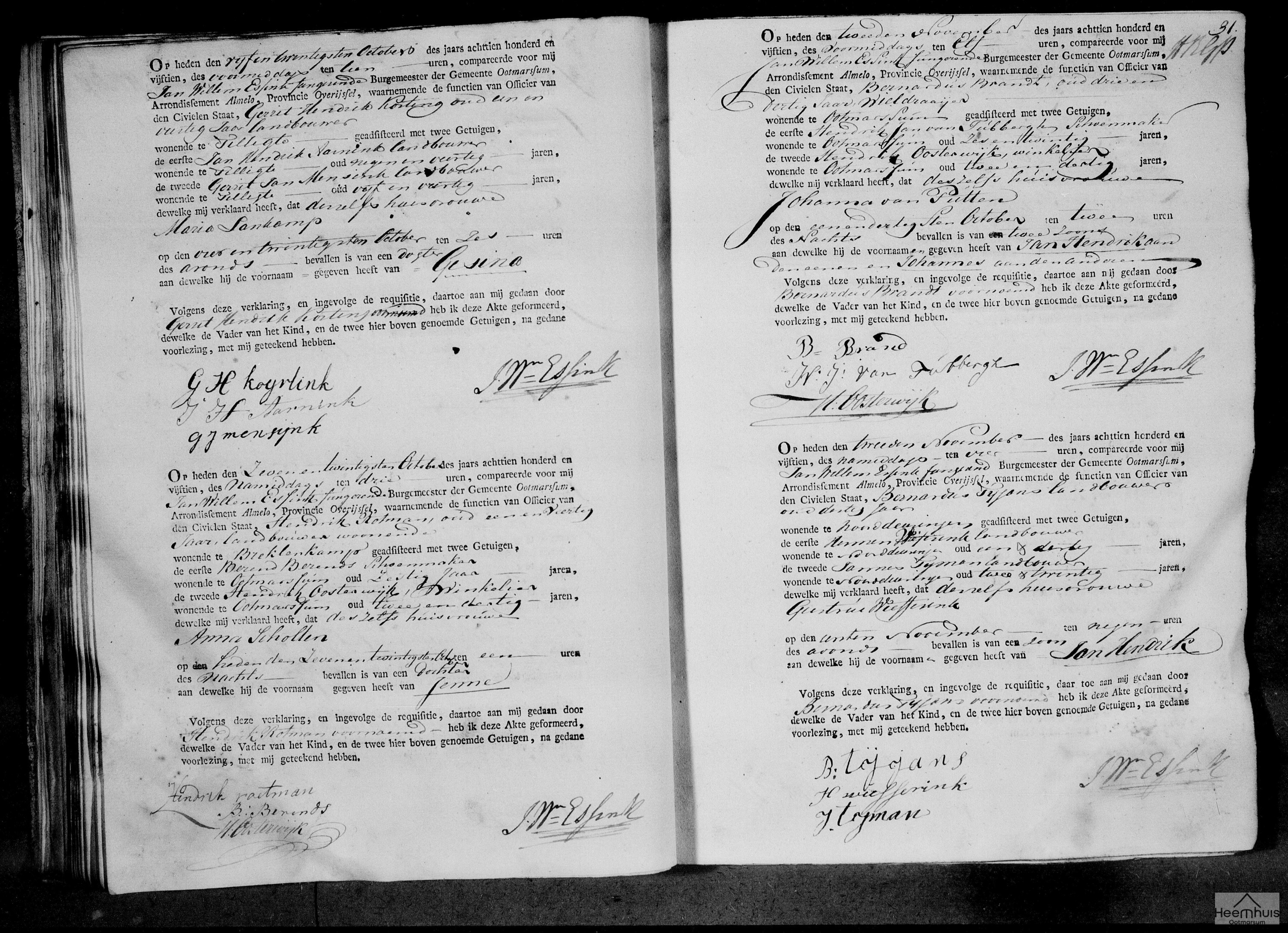 Geboorteakte van Jan Hendrik Brandt