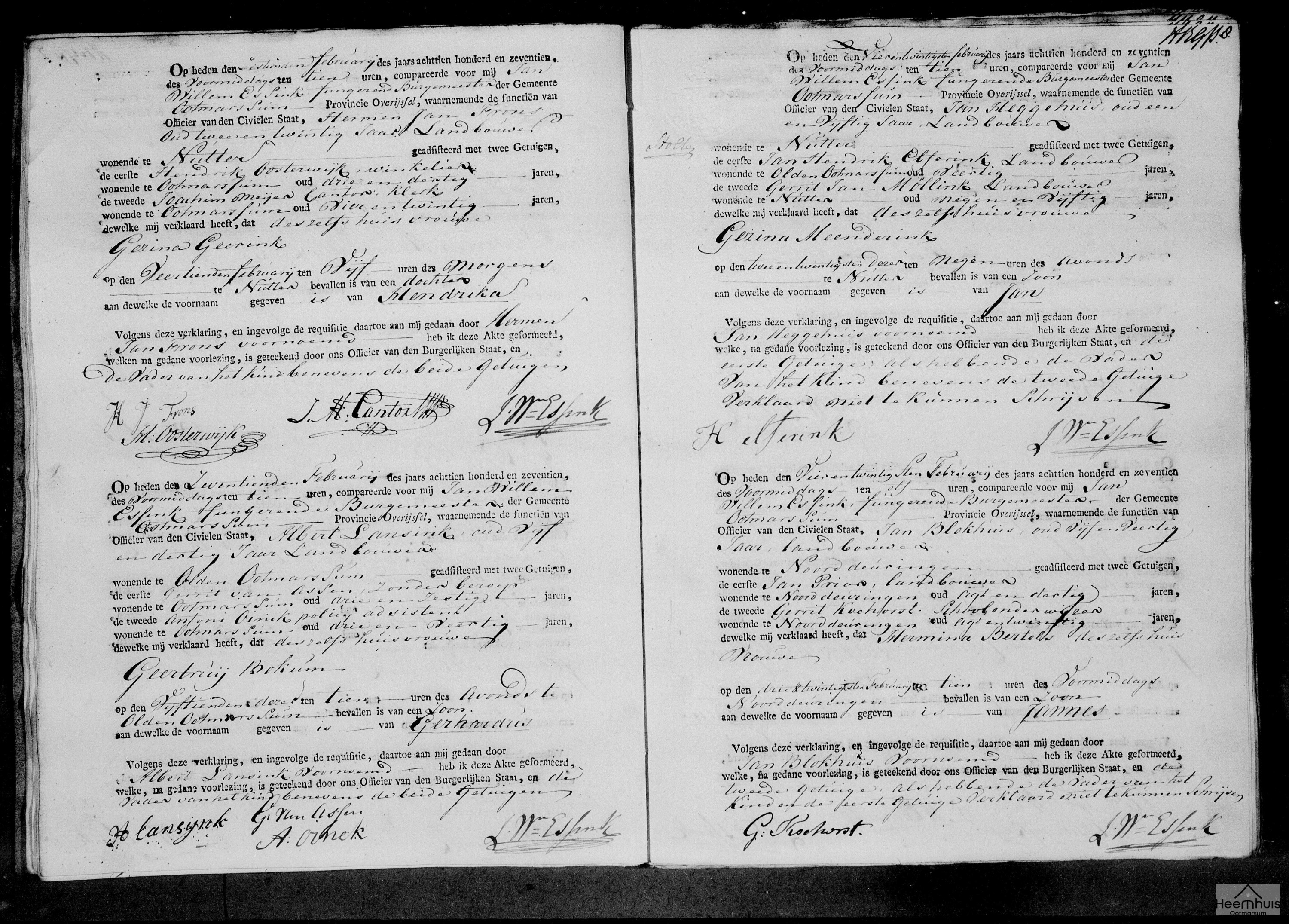 Geboorteakte van Gerhardus Lansink