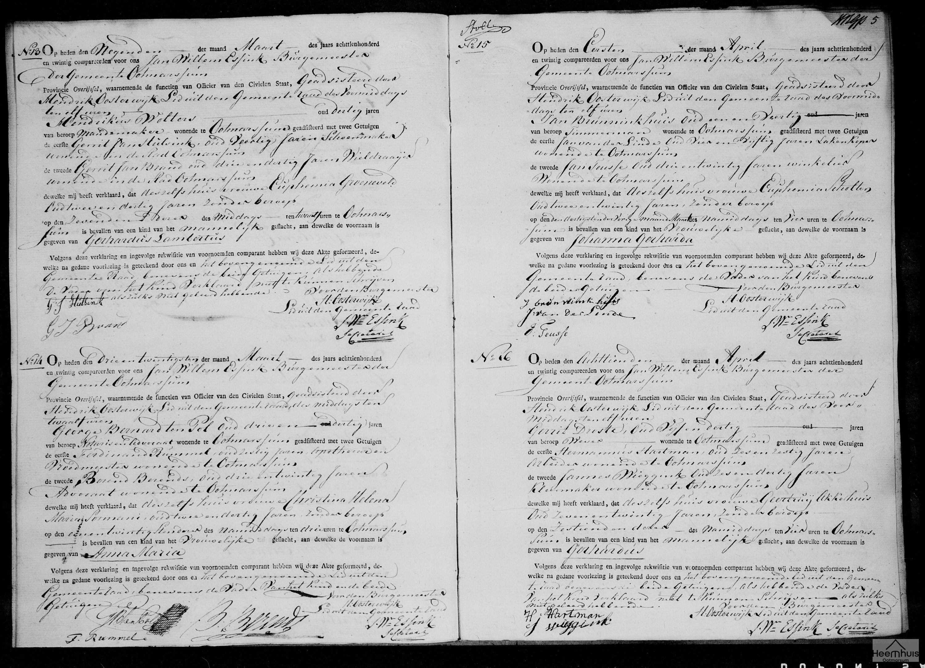 Geboorteakte van Gerhardus Lambertus Wolters