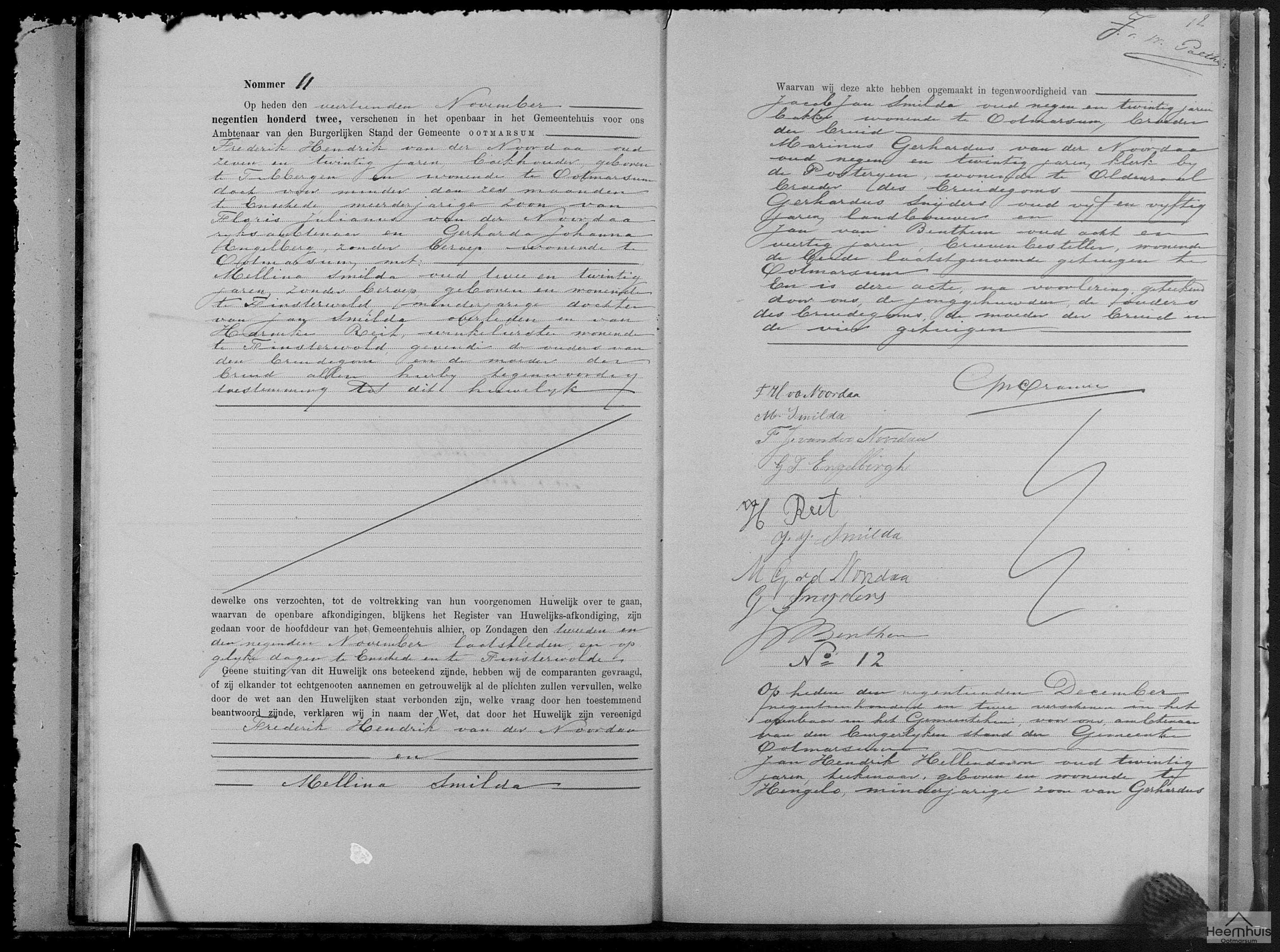 Huwelijksakte van Jan Hendrik Hellendoorn en Hermanna Christina Hagedoorn