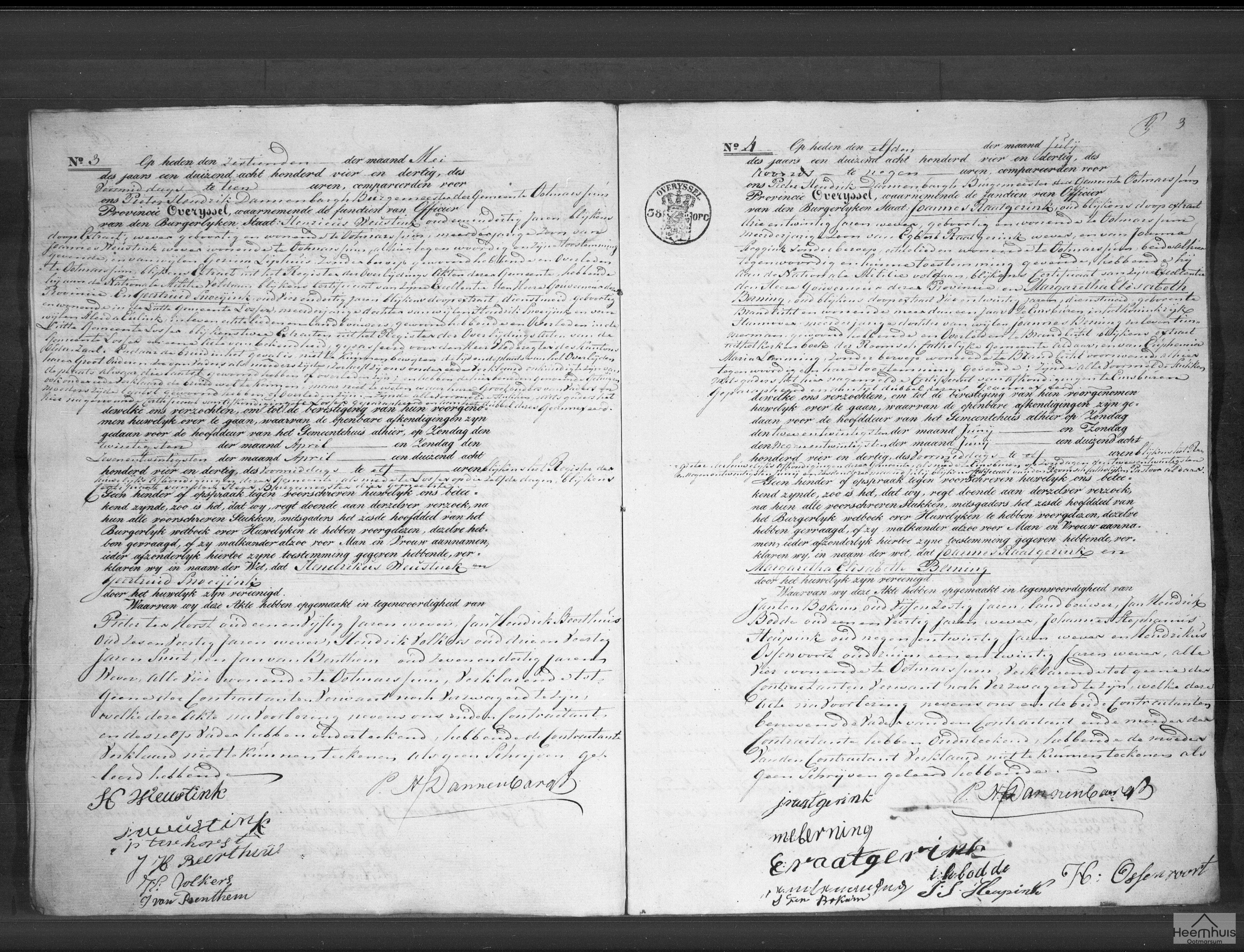 Huwelijksakte van Joannes Raatgerink en Margaretha Elisabeth Berning