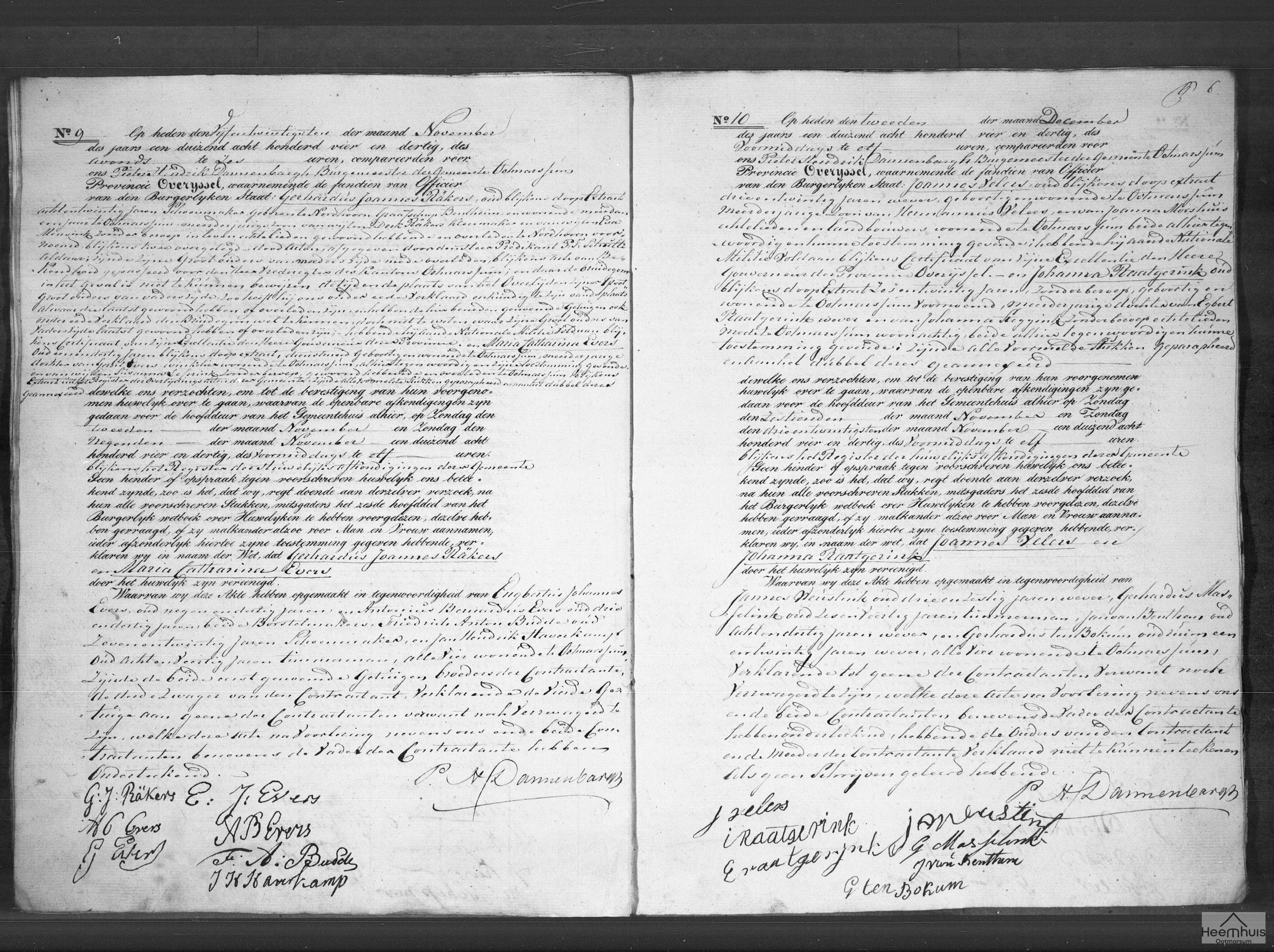 Huwelijksakte van Gerhardus Joannes Räkers en Maria Catharina Evers
