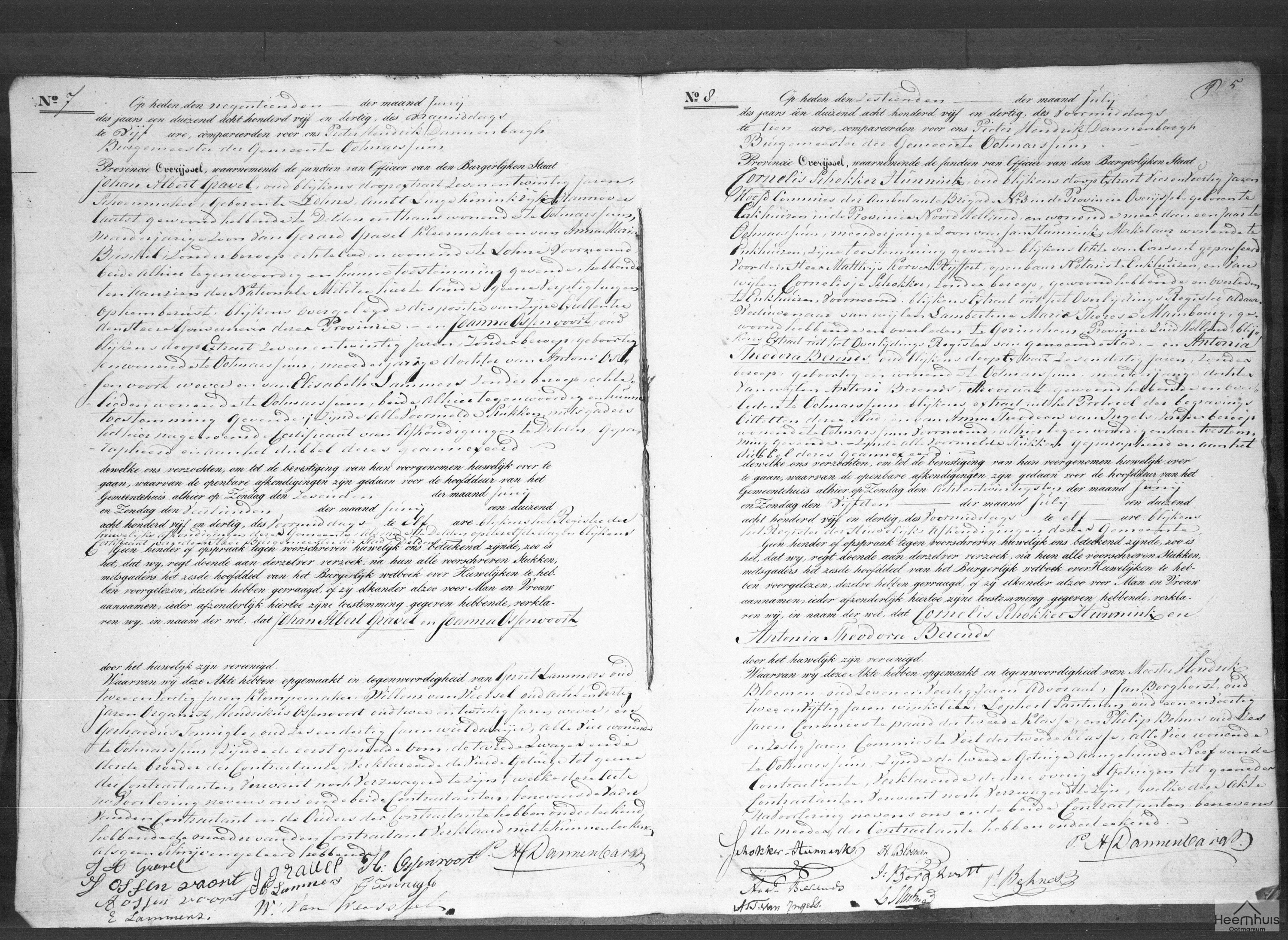 Huwelijksakte van Cornelis Schokker Hunnink en Antonia Theodora Berends