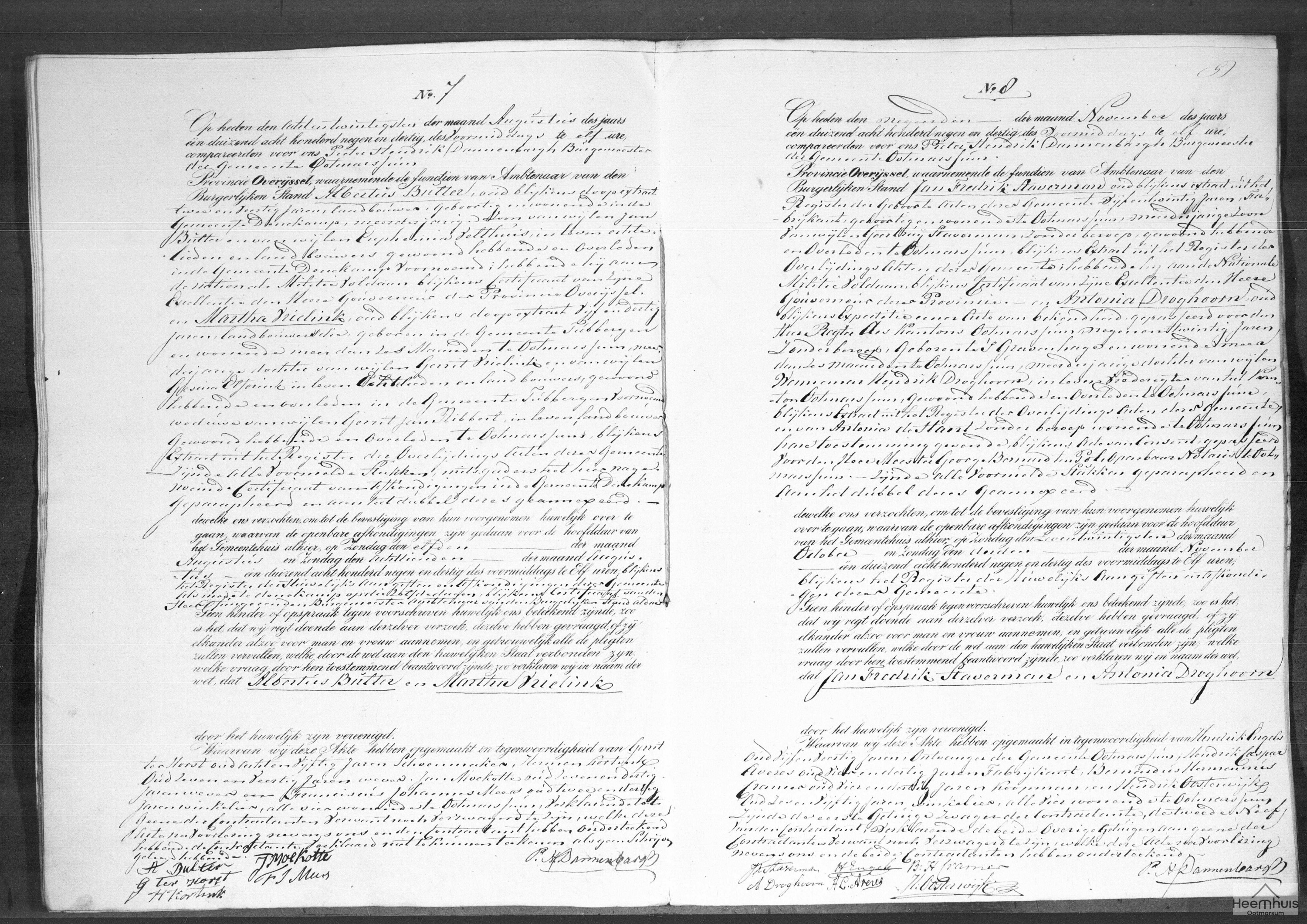 Huwelijksakte van Albertus Bulter en Martha Vrielink