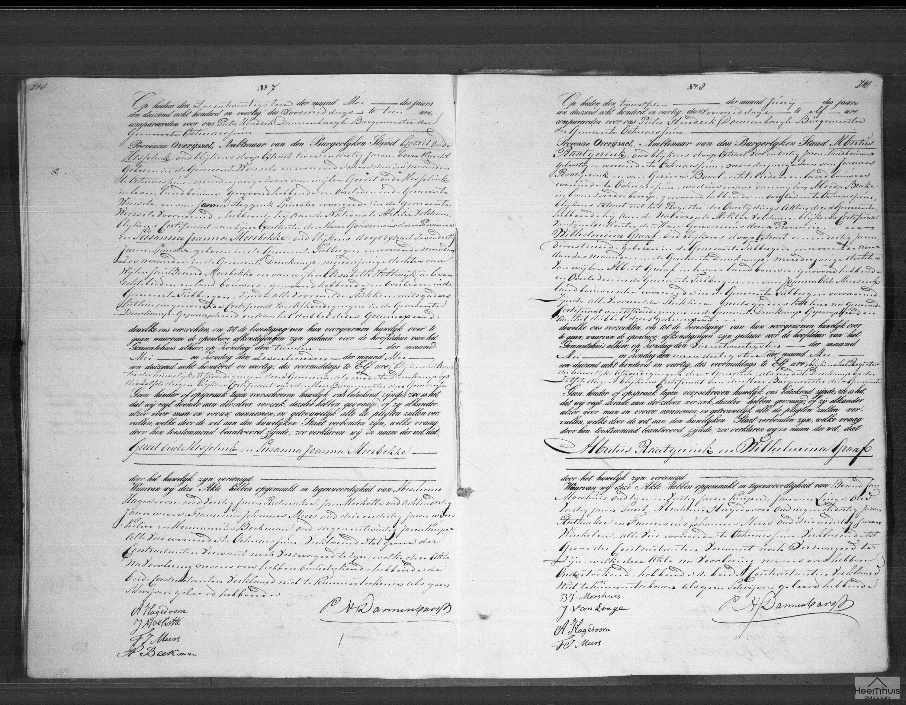 Huwelijksakte van Albertus Raatgerink en Wilhelmina Graaf