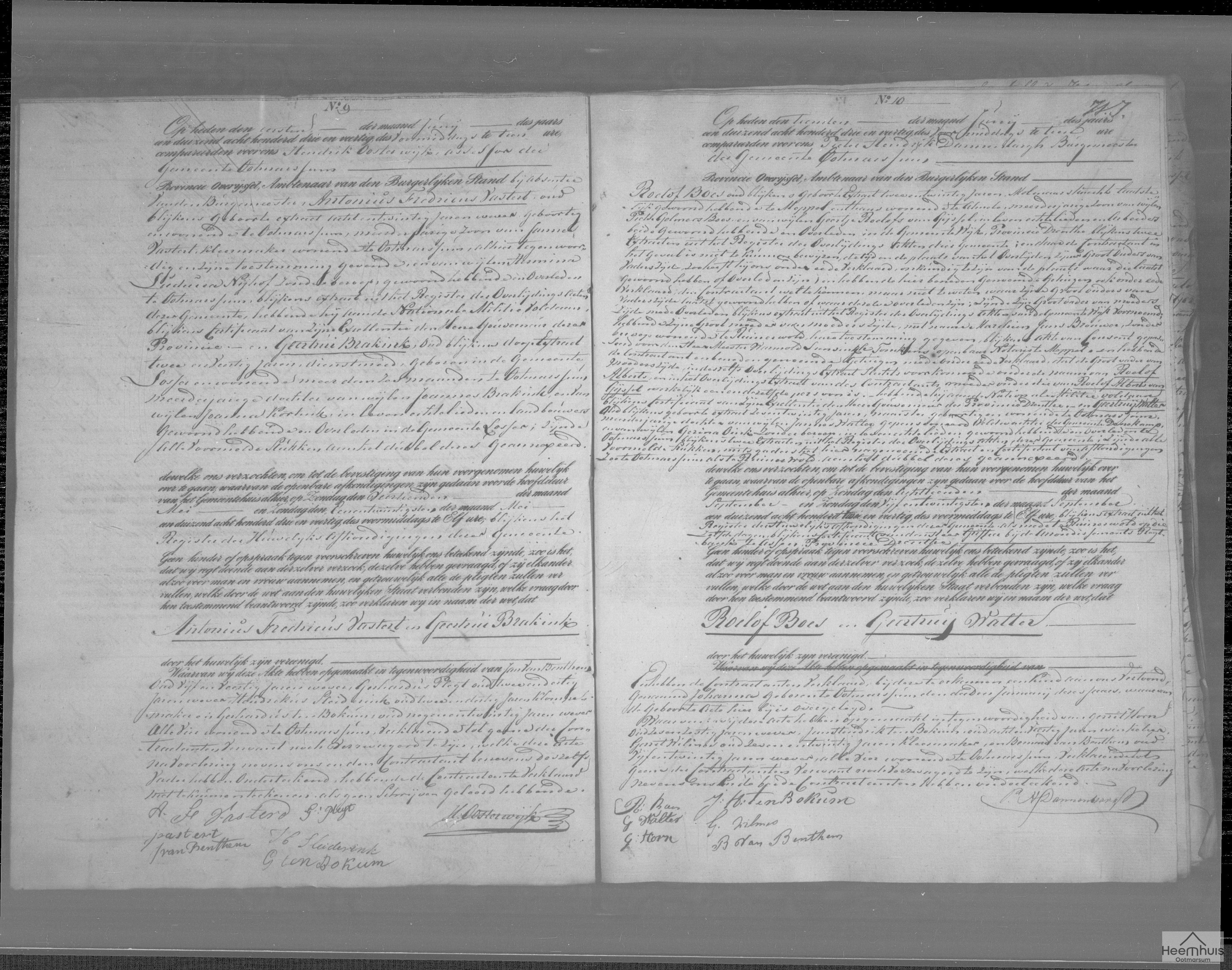 Huwelijksakte van Antonius Fredricus Vastert en Geertrui Brakink