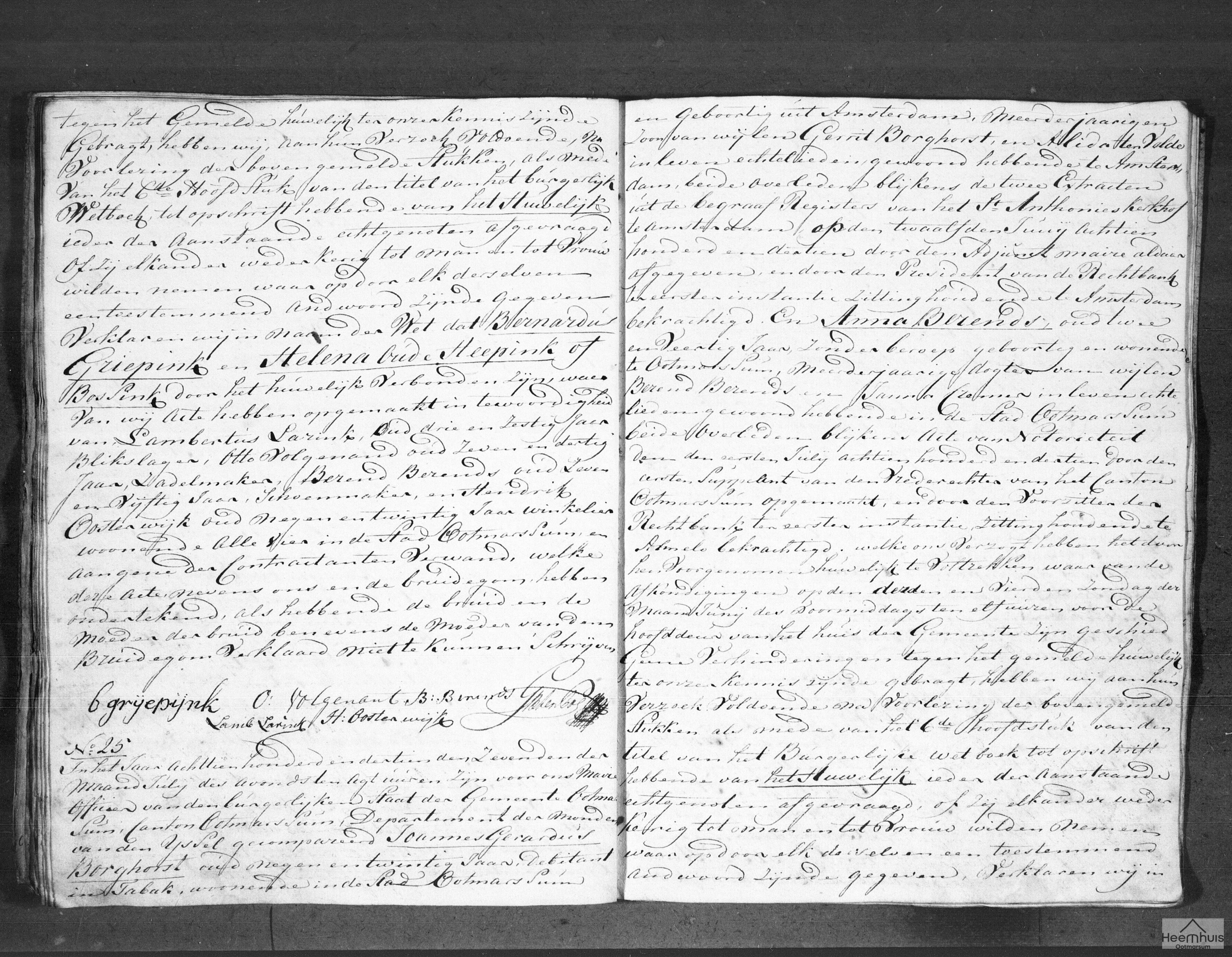 Huwelijksakte van Joannes Gerardus Borghorst en Anna Berends