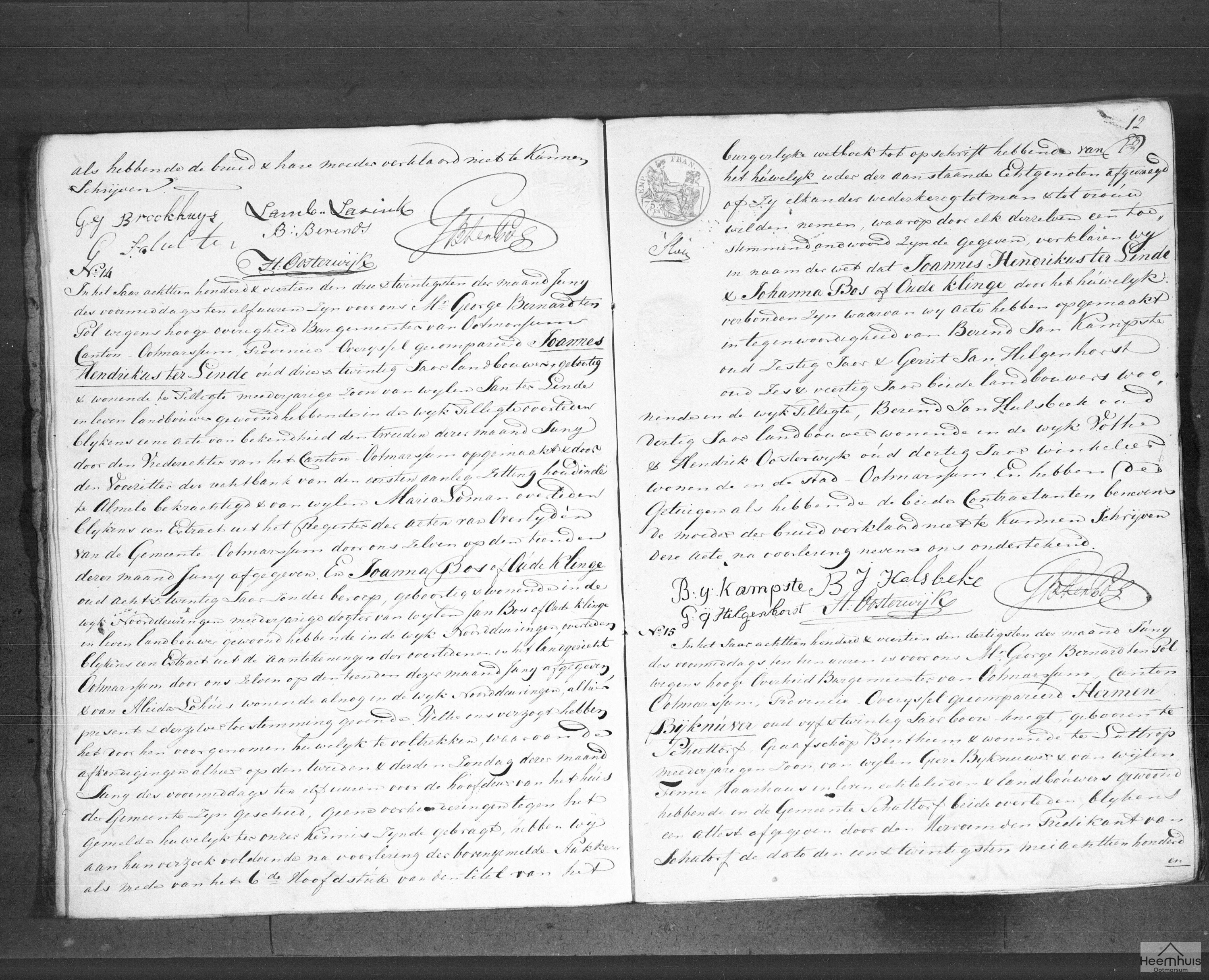 Huwelijksakte van Hermen Bijknuver en Aleida Ahuis