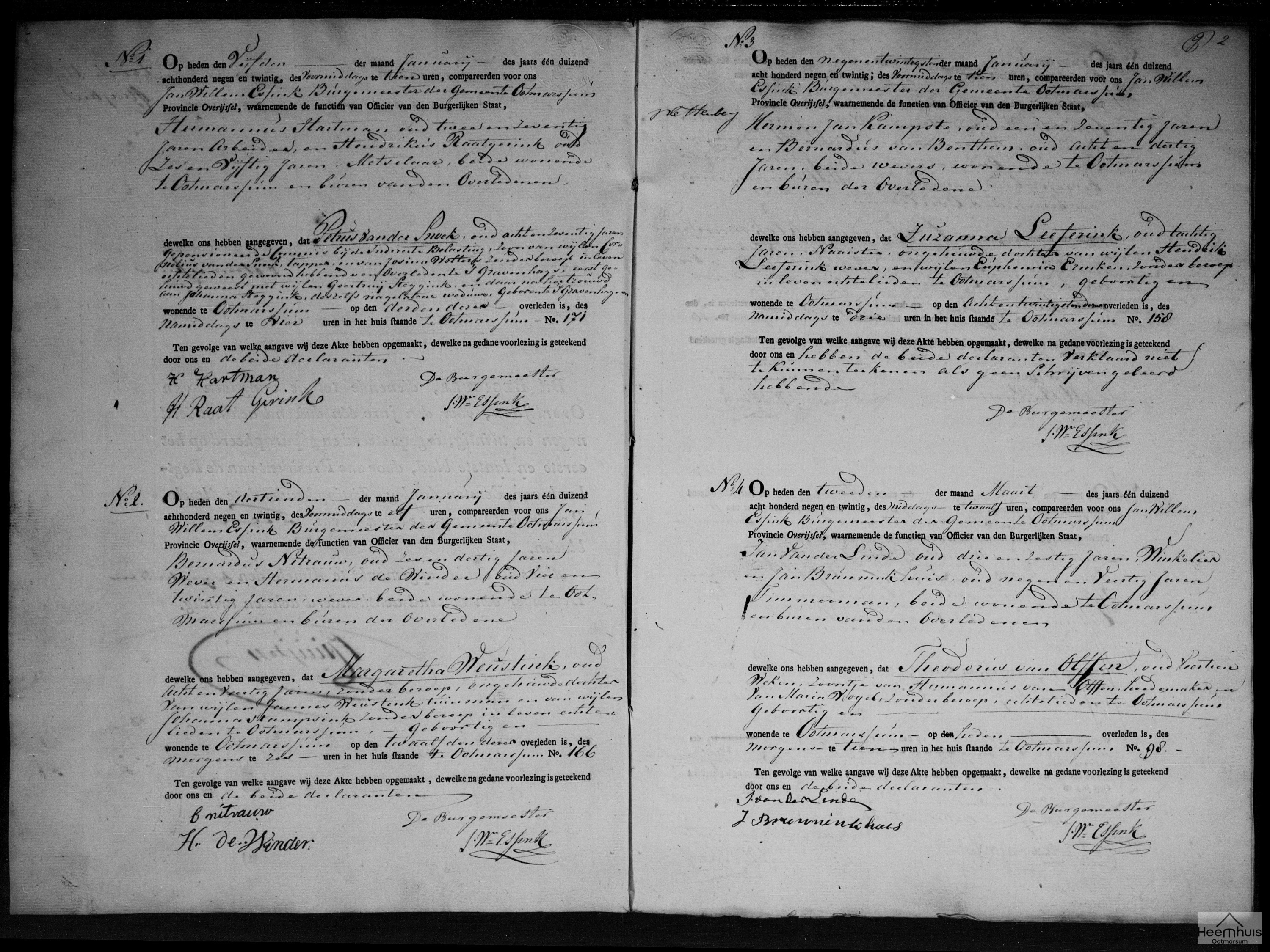 Overlijdensakte van Theodorus van Olffen