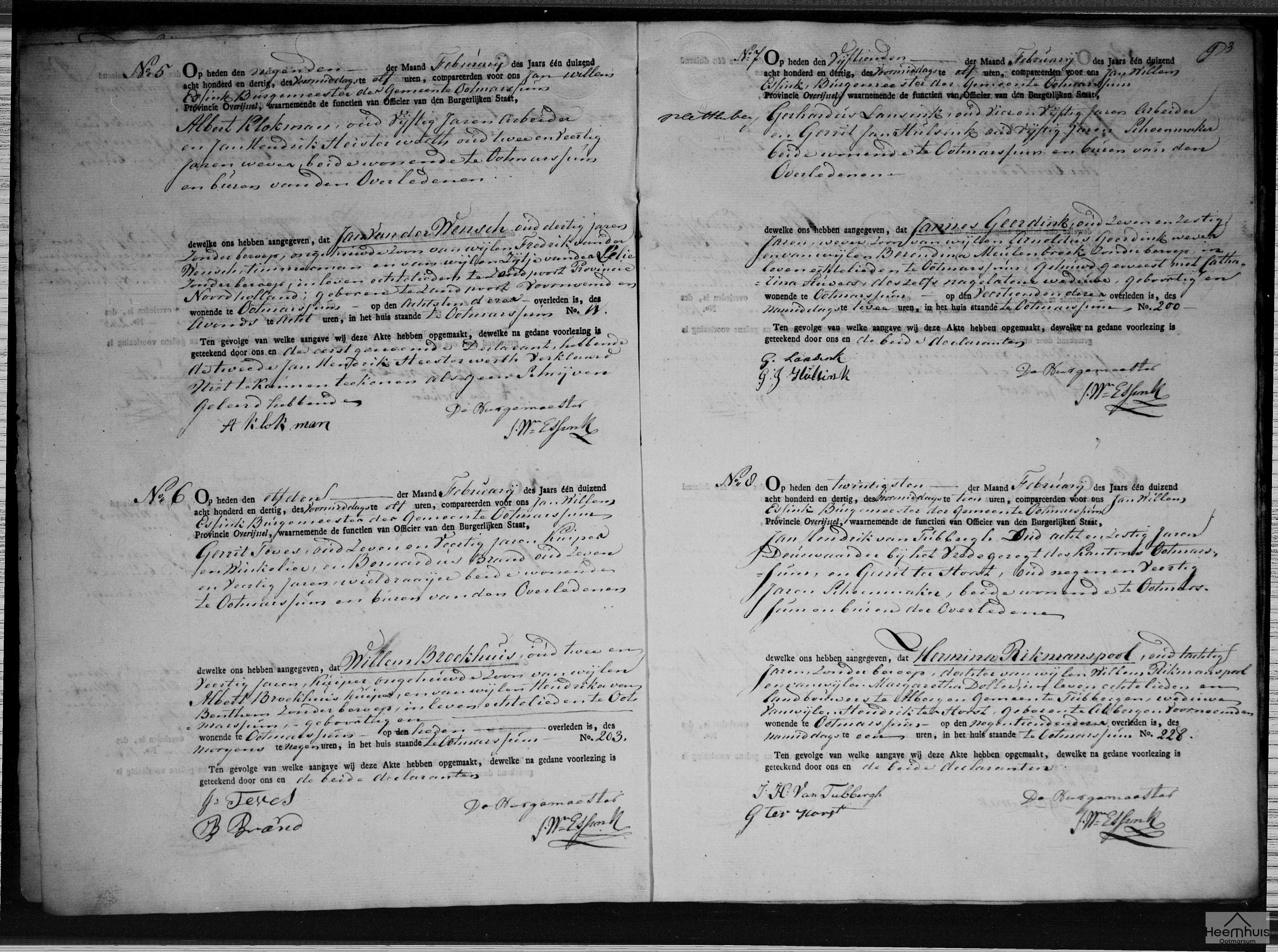 Overlijdensakte van Willem Broekhuis