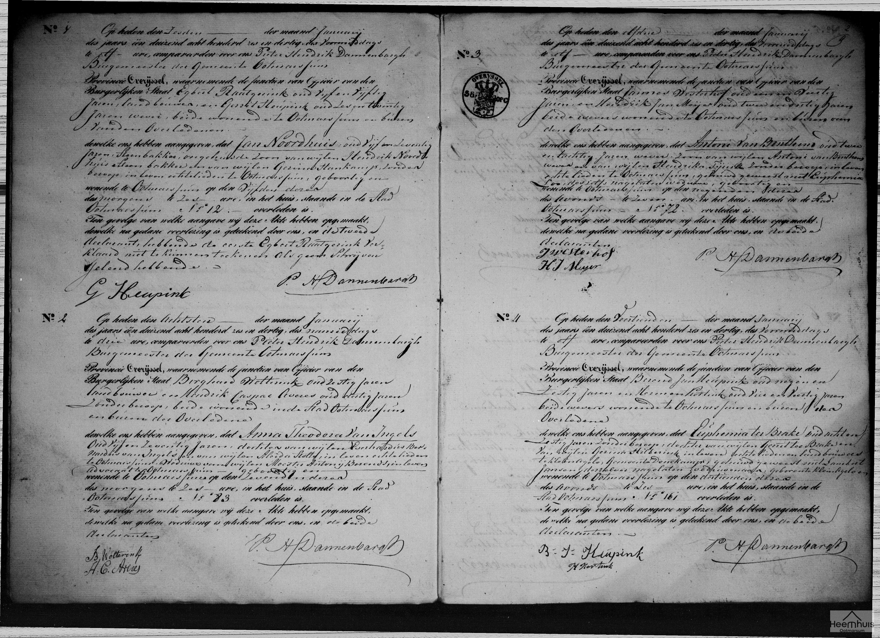 Overlijdensakte van Anna Theodora van Ingels