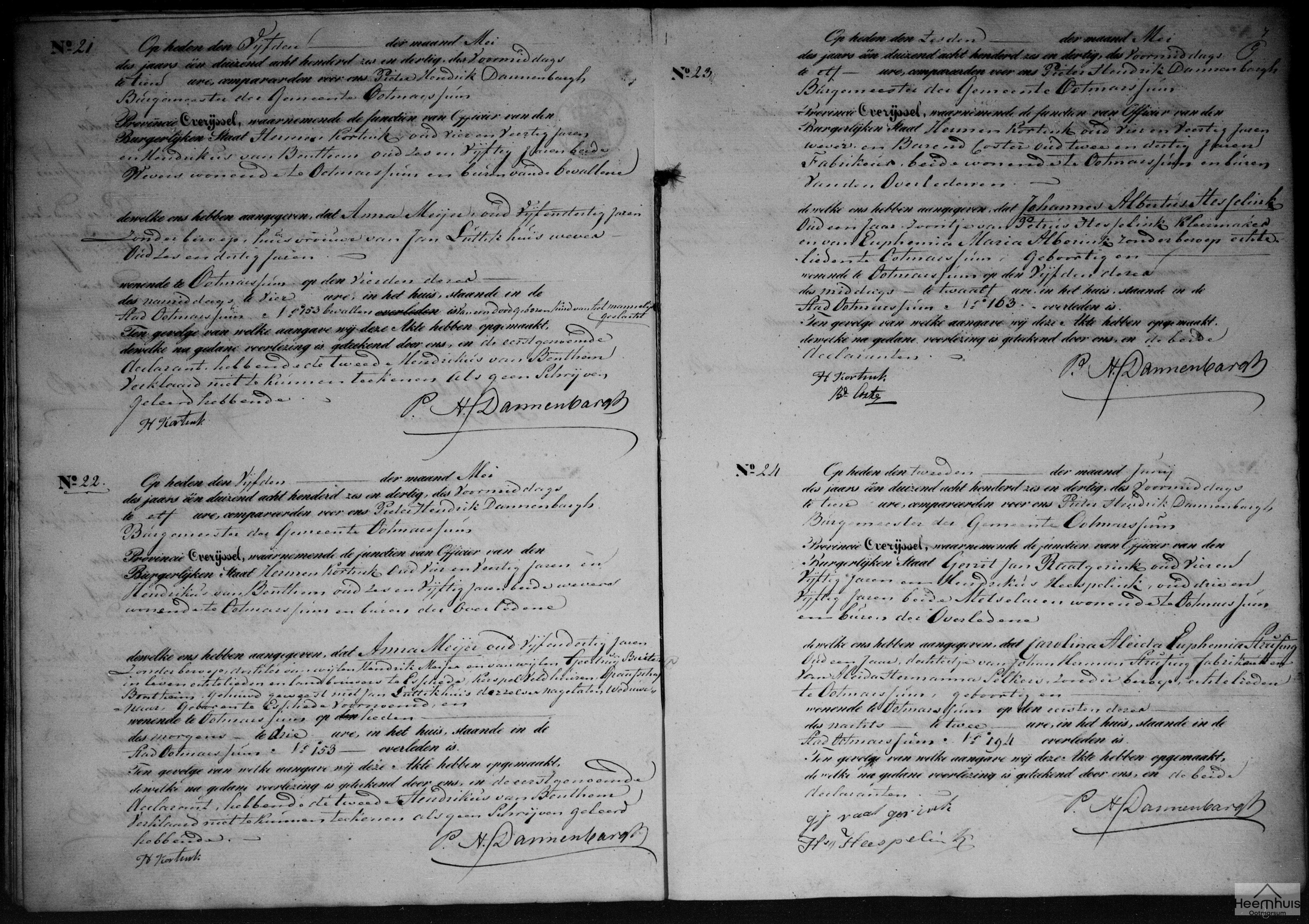 Overlijdensakte van Johannes Albertus Hesselink