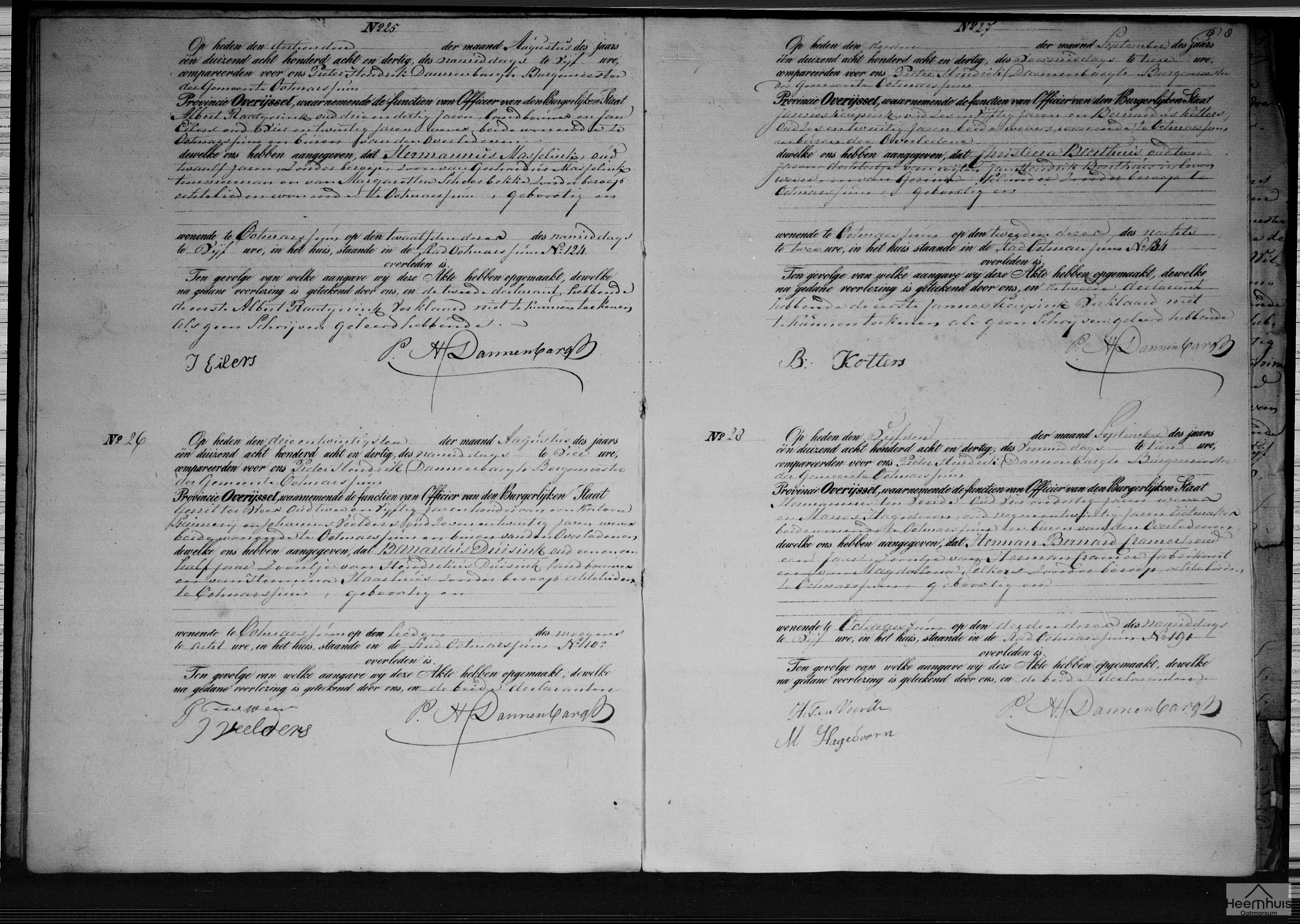 Overlijdensakte van Hermannus Masselink