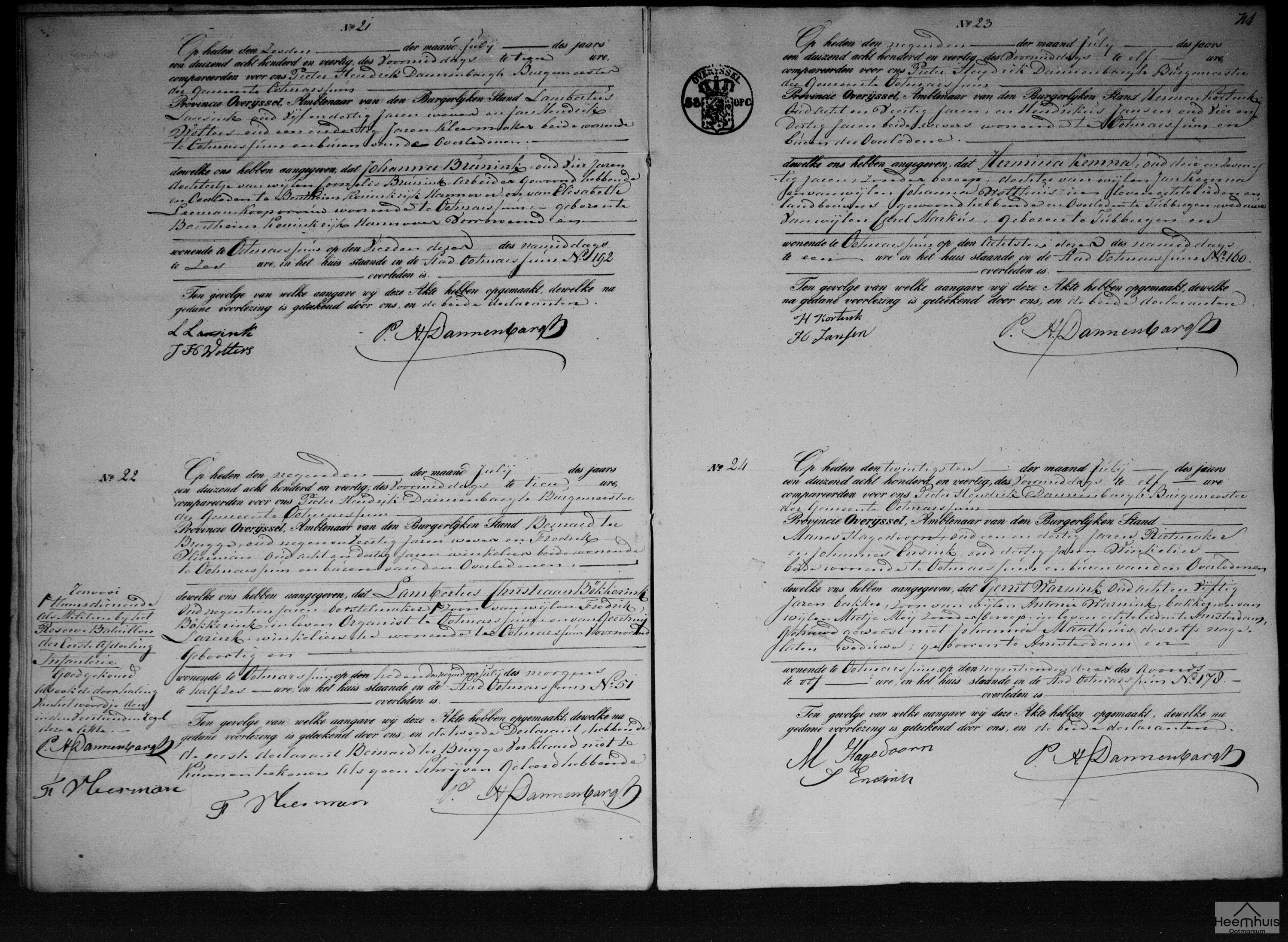Overlijdensakte van Lambertus Christiaan Bökkerink