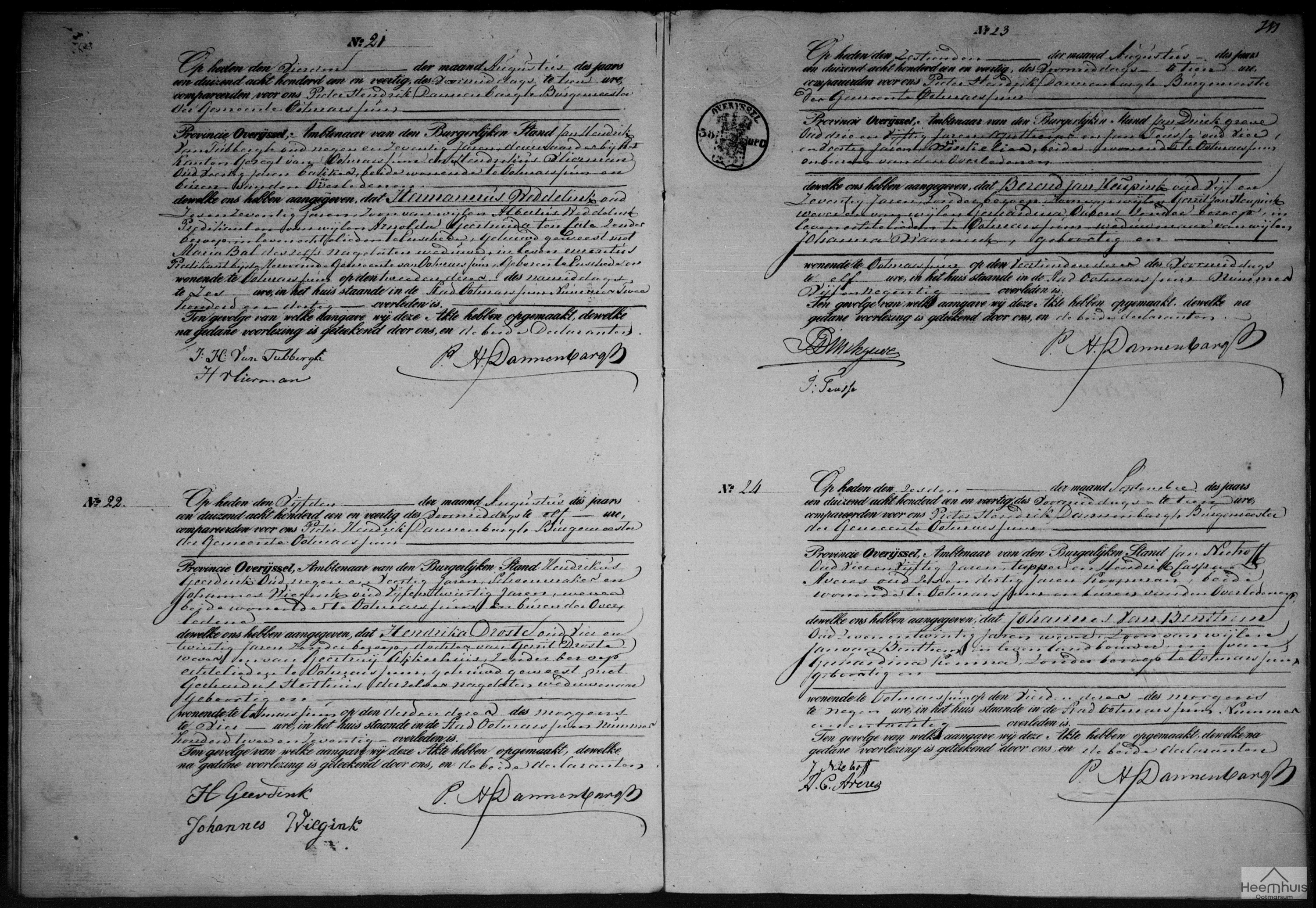 Overlijdensakte van Hermannus Weddelink