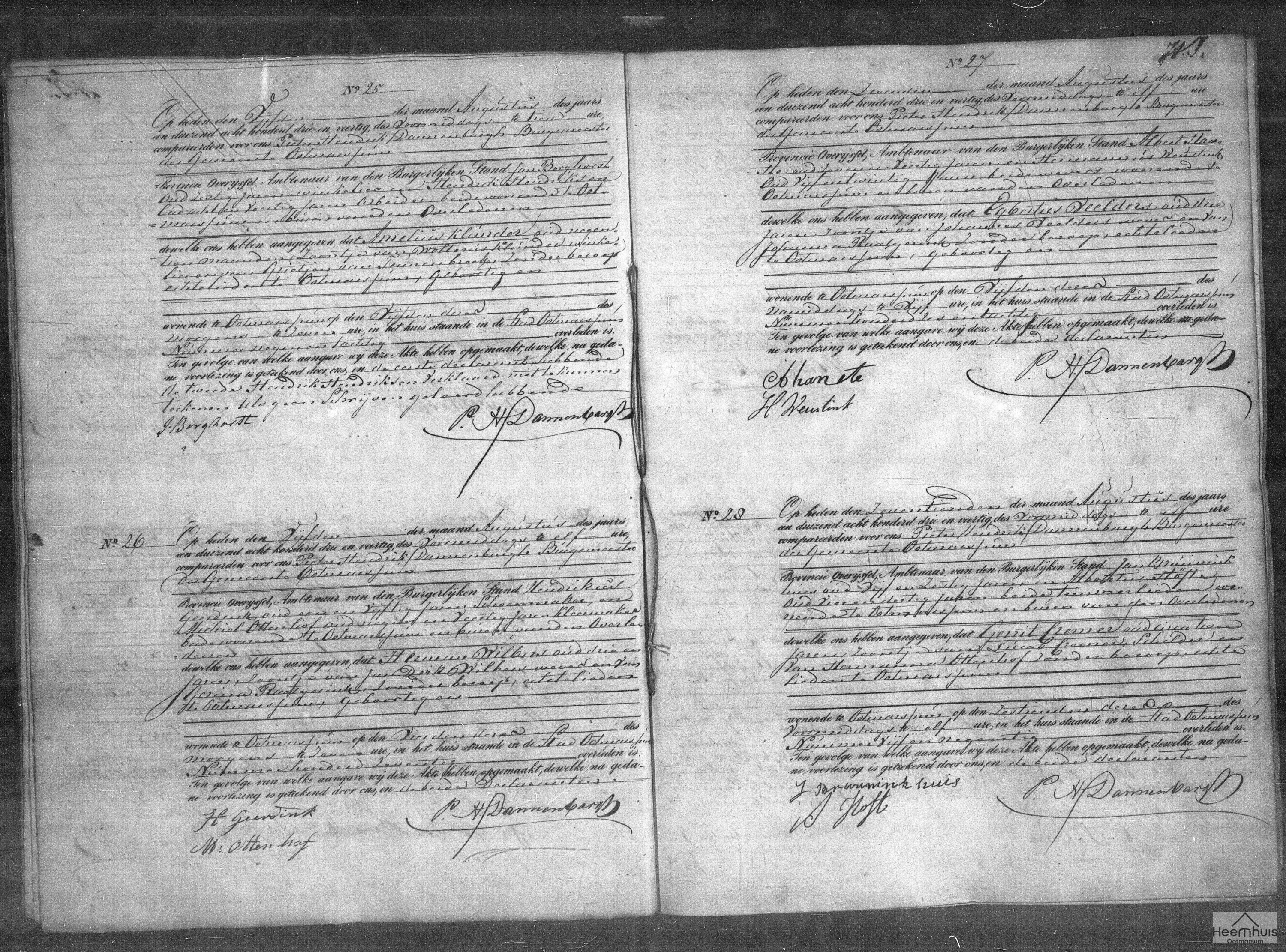 Overlijdensakte van Amelius Klunder