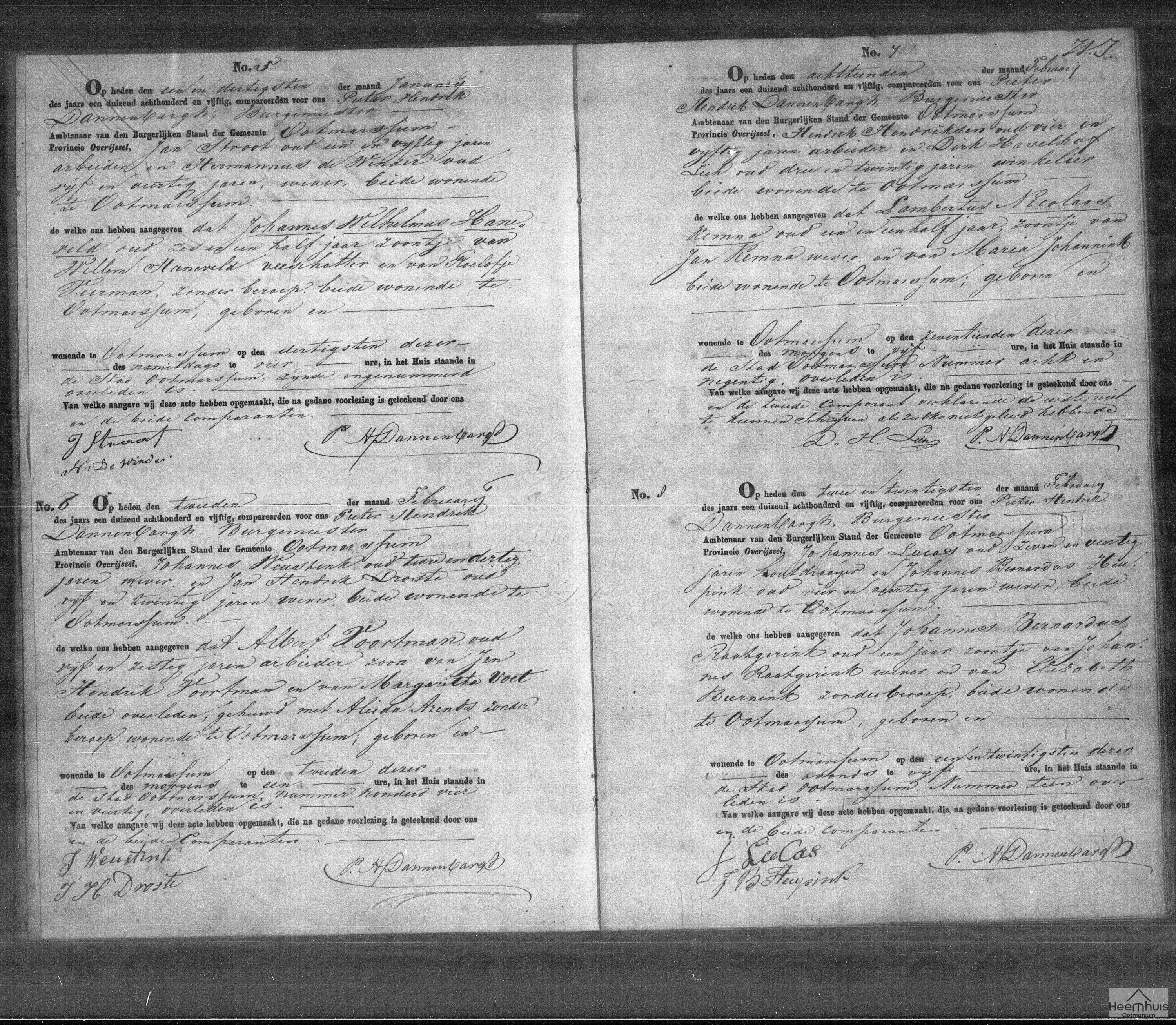 Overlijdensakte van Johannes Wilhelmus Haneveld