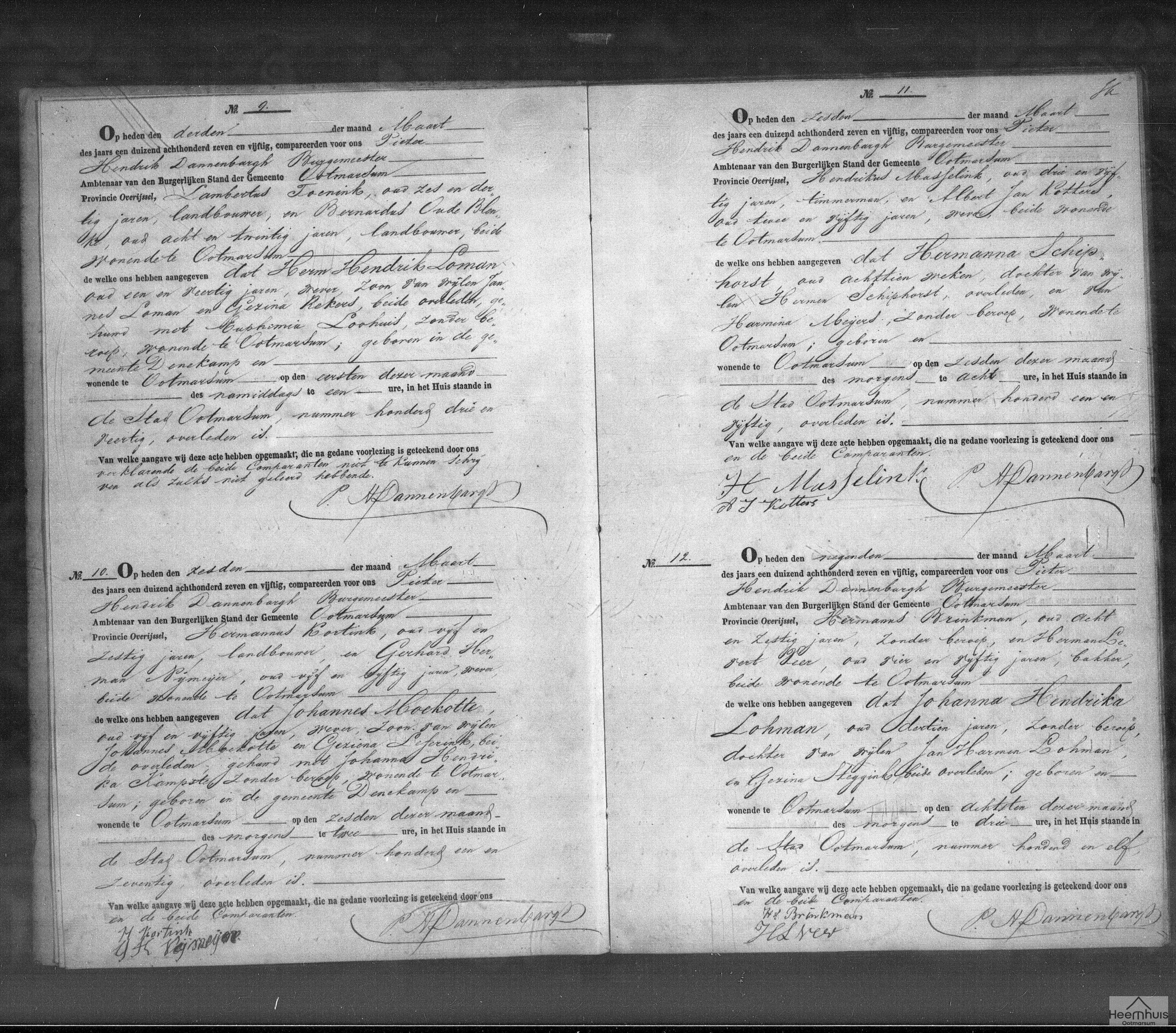 Overlijdensakte van Hermanna Schiphorst
