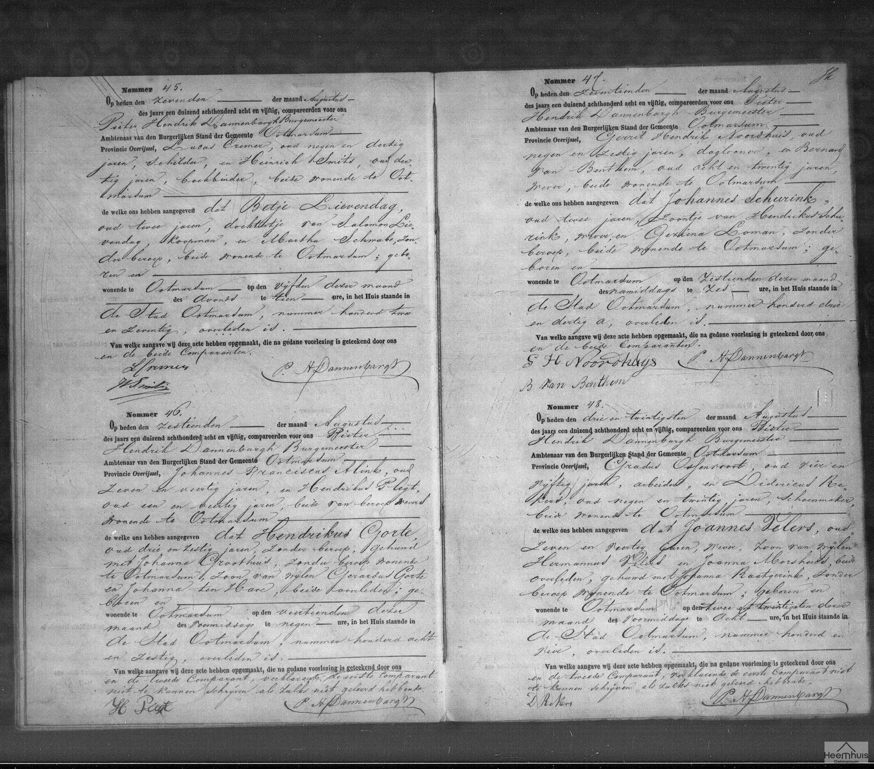 Overlijdensakte van Johannes Schurink