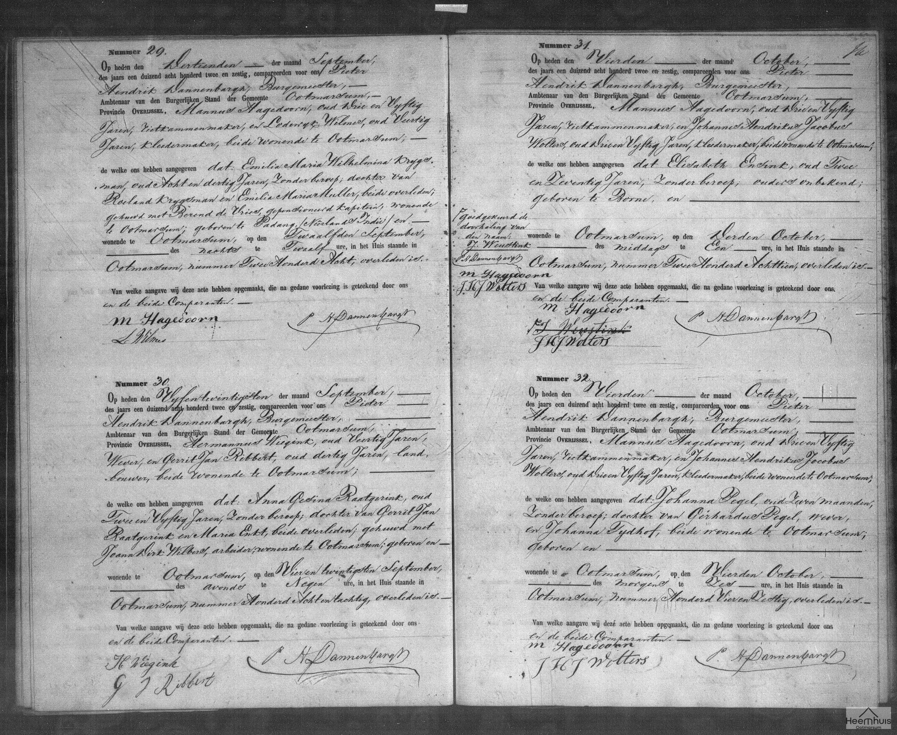 Overlijdensakte van Emilia Maria Wilhelmina Krijgsman