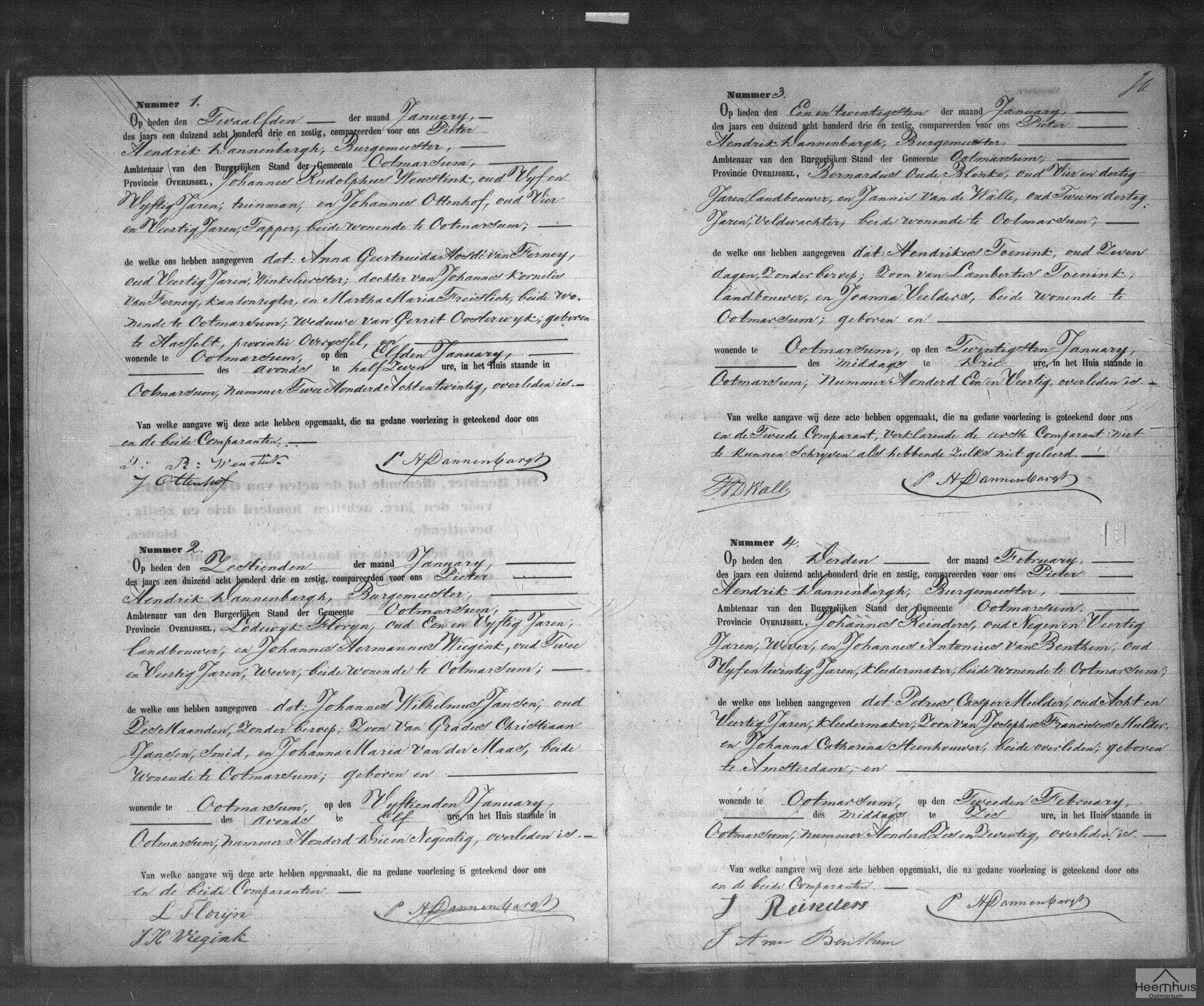 Overlijdensakte van Johannes Wilhelmus Jansen