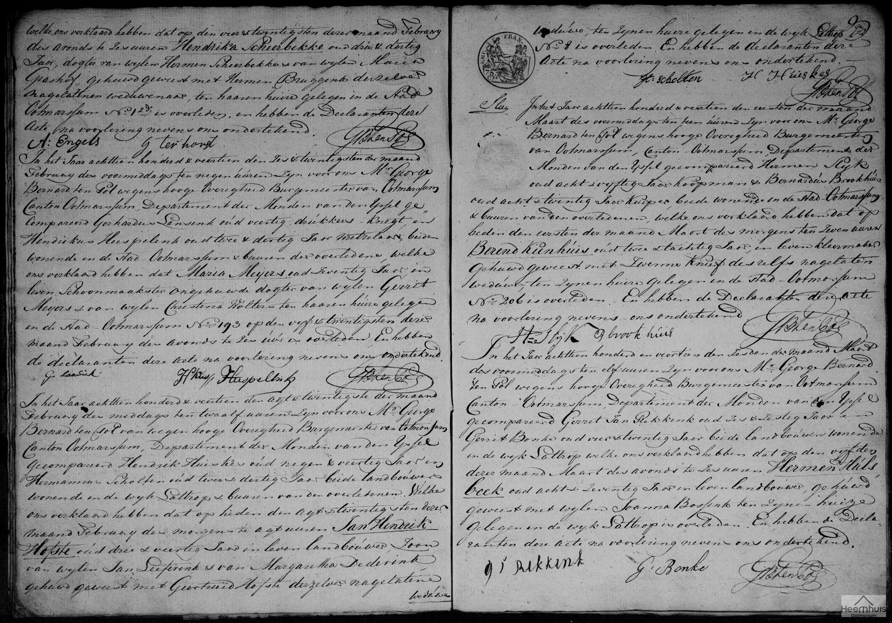 Overlijdensakte van Jan Hendrik Hofste