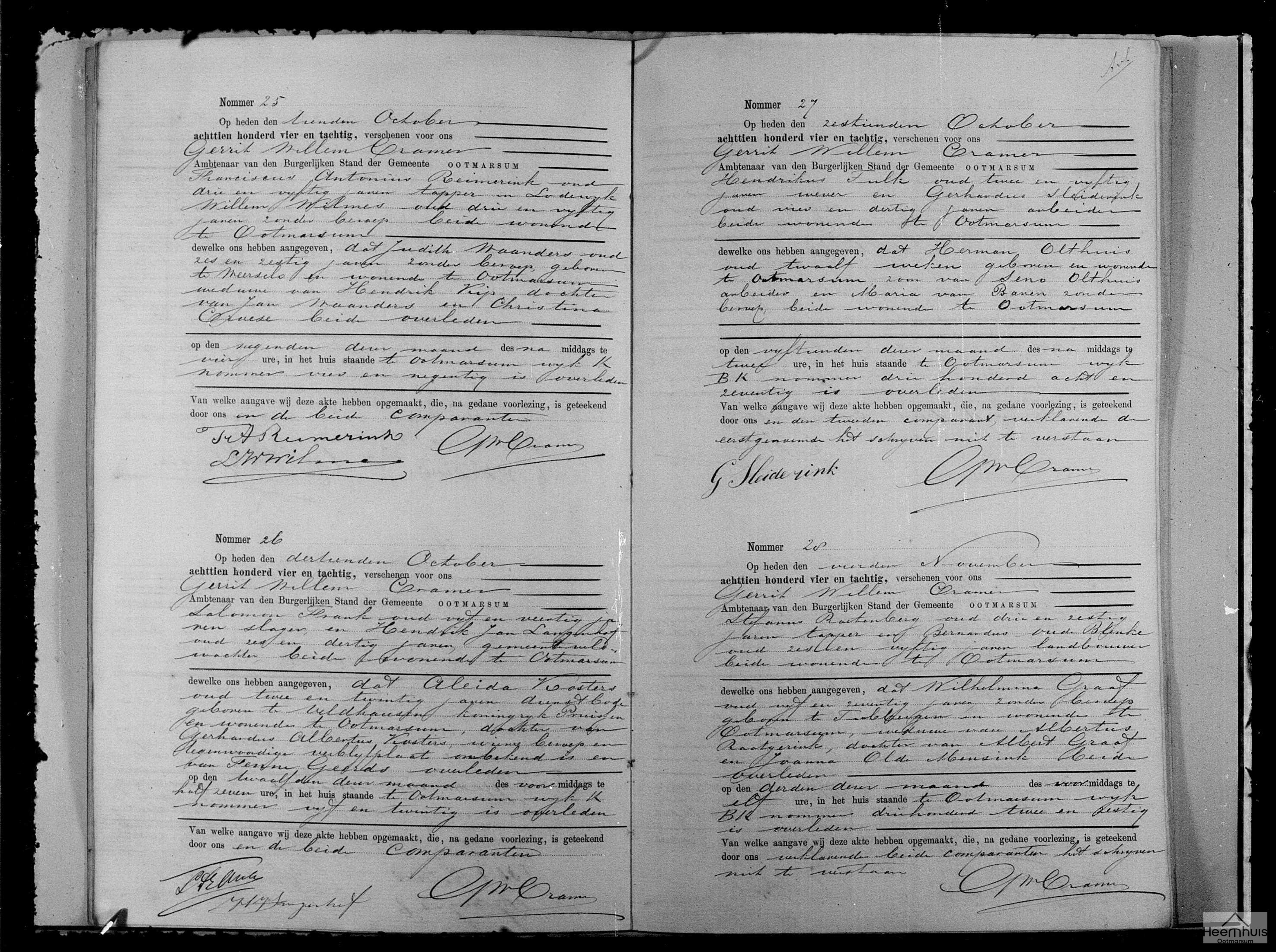Overlijdensakte van Wilhelmina Graaf