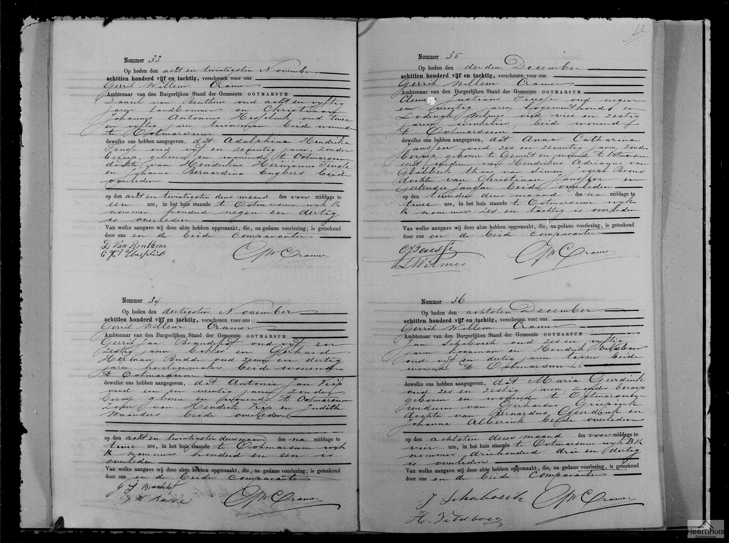 Overlijdensakte van Adolphina Hendrika Teusse