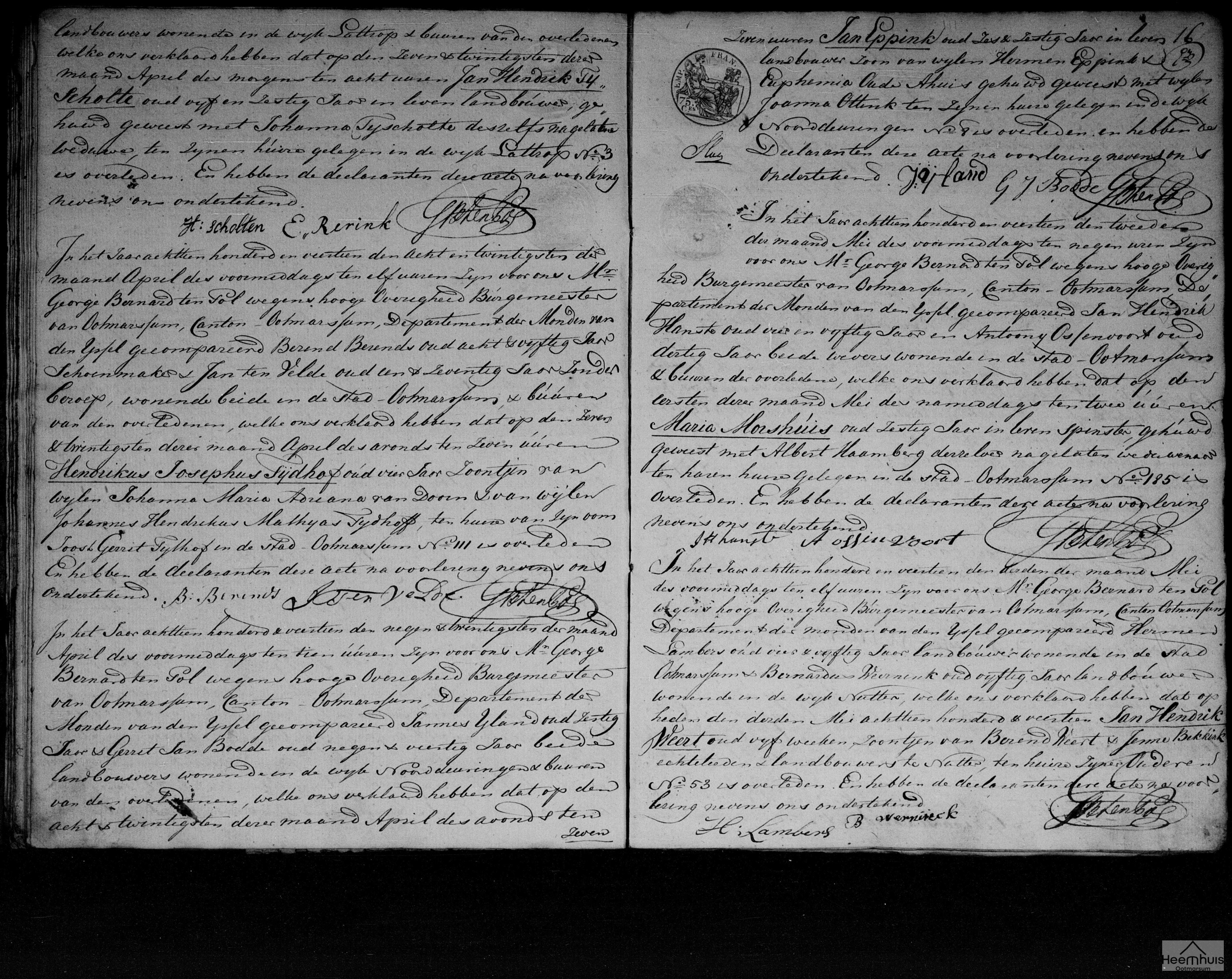 Overlijdensakte van Jan Hendrik Weert