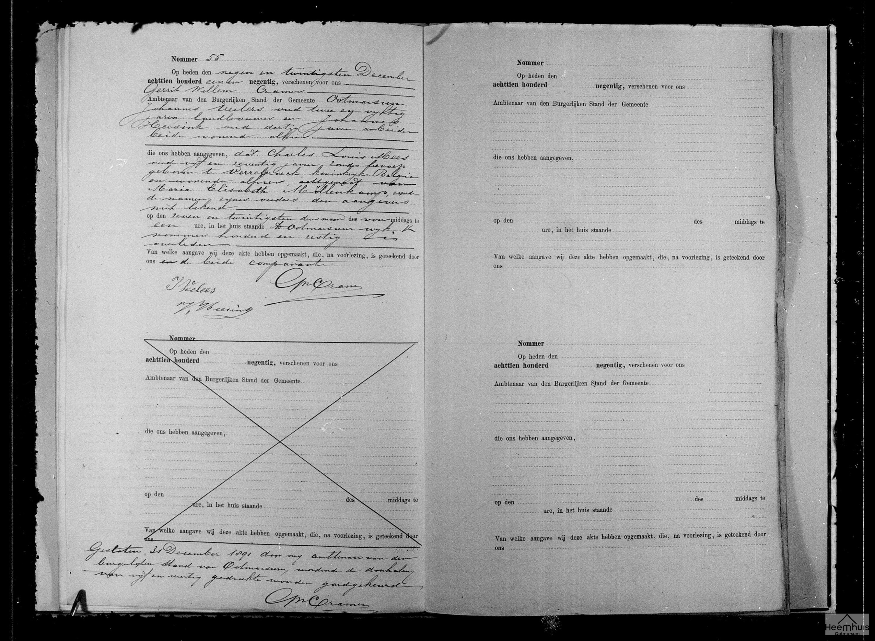 Overlijdensakte van Charles Louis Mees