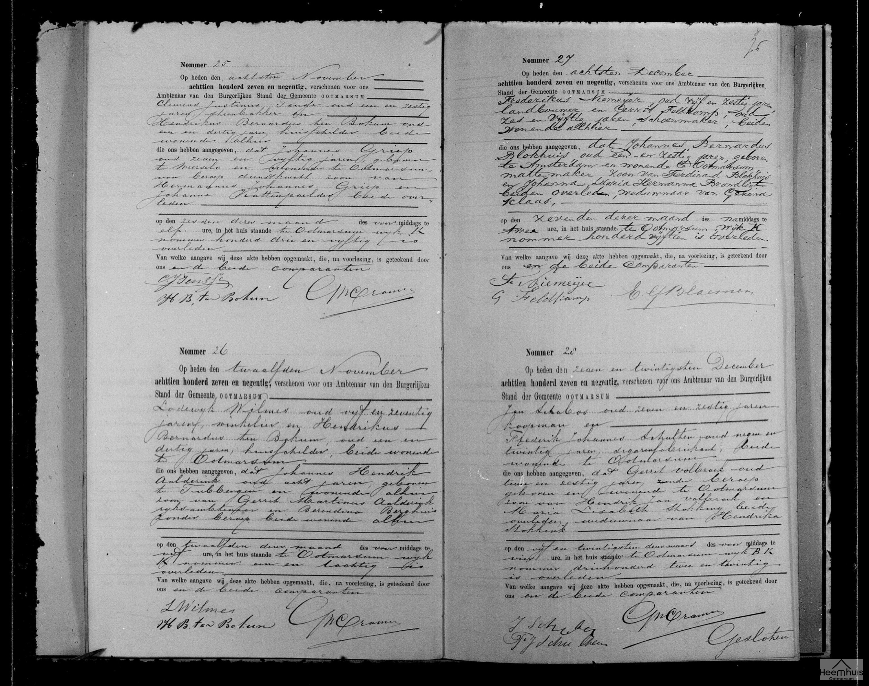 Overlijdensakte van Johannes Hendrik Aalderink