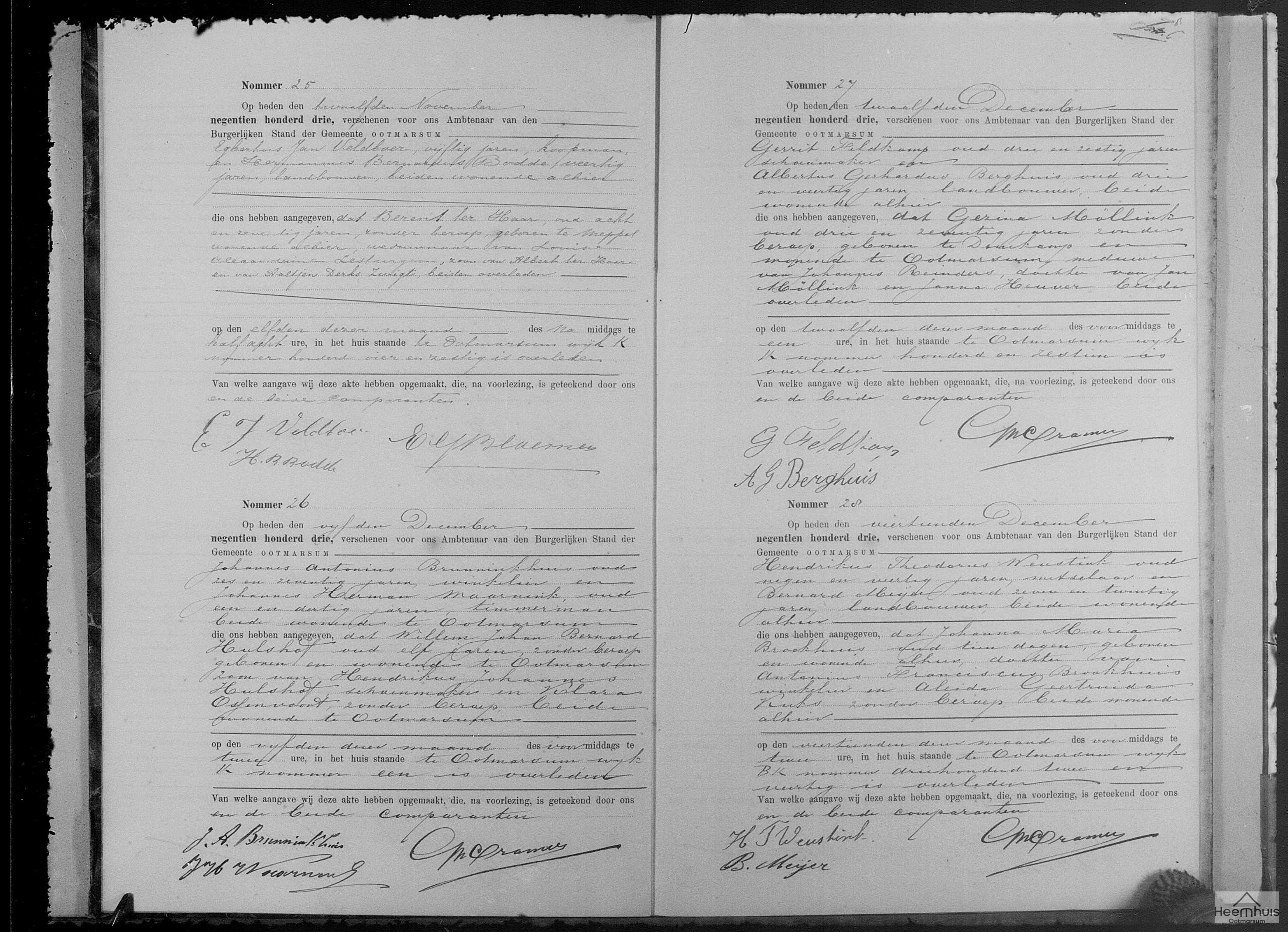 Overlijdensakte van Johanna Maria Brookhuis