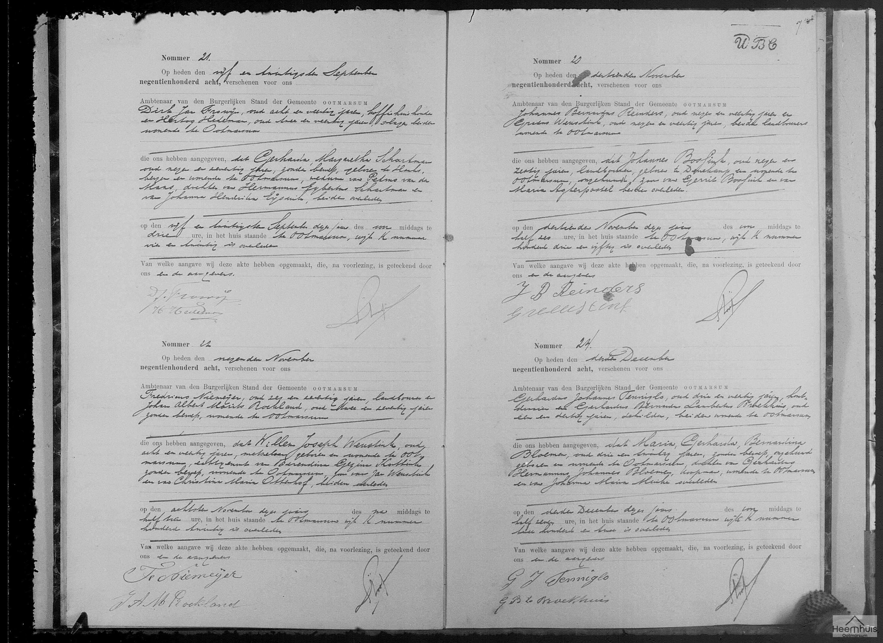 Overlijdensakte van Gerharda Margaretha Schartman