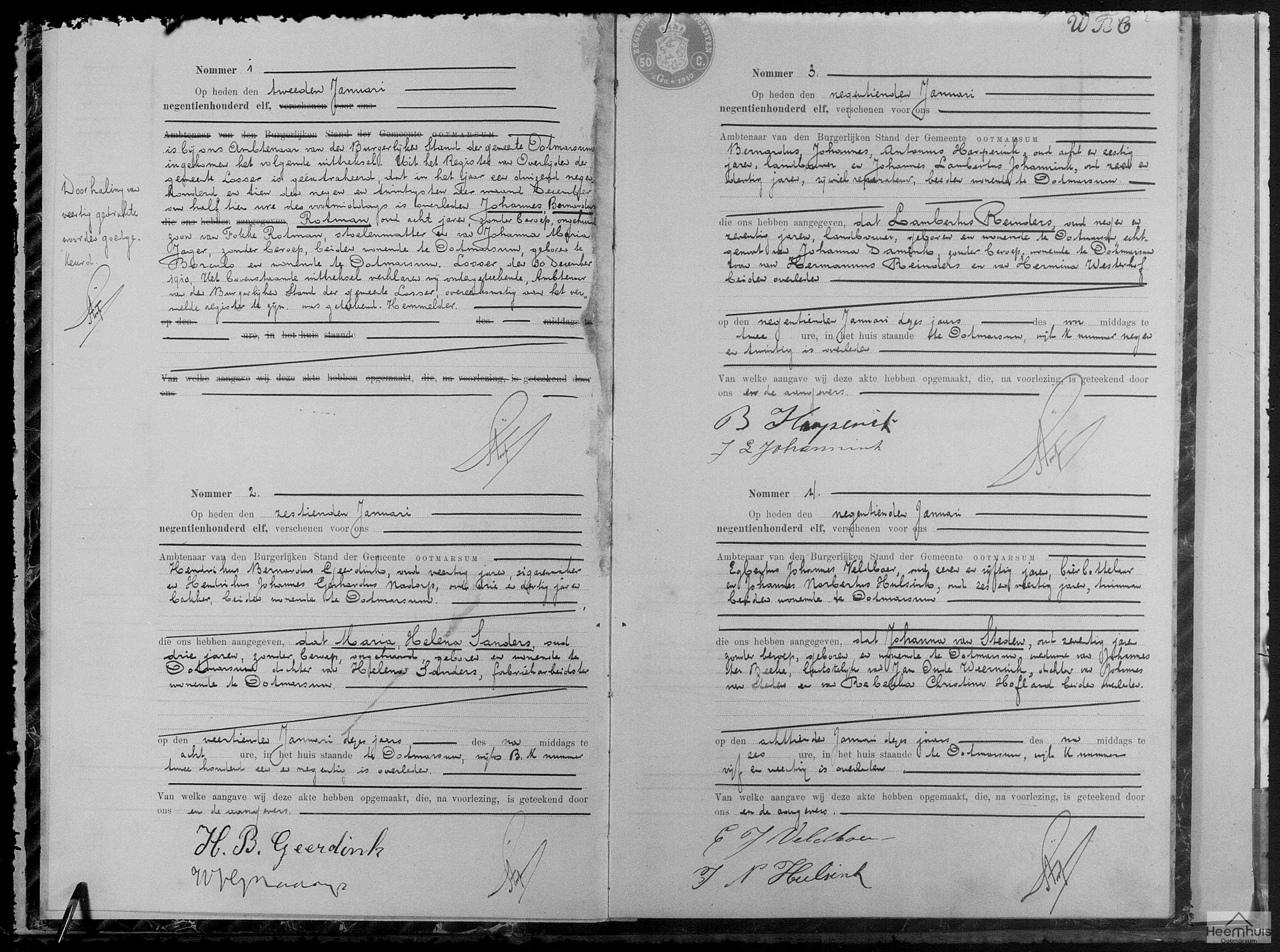 Overlijdensakte van Maria Helena Sanders