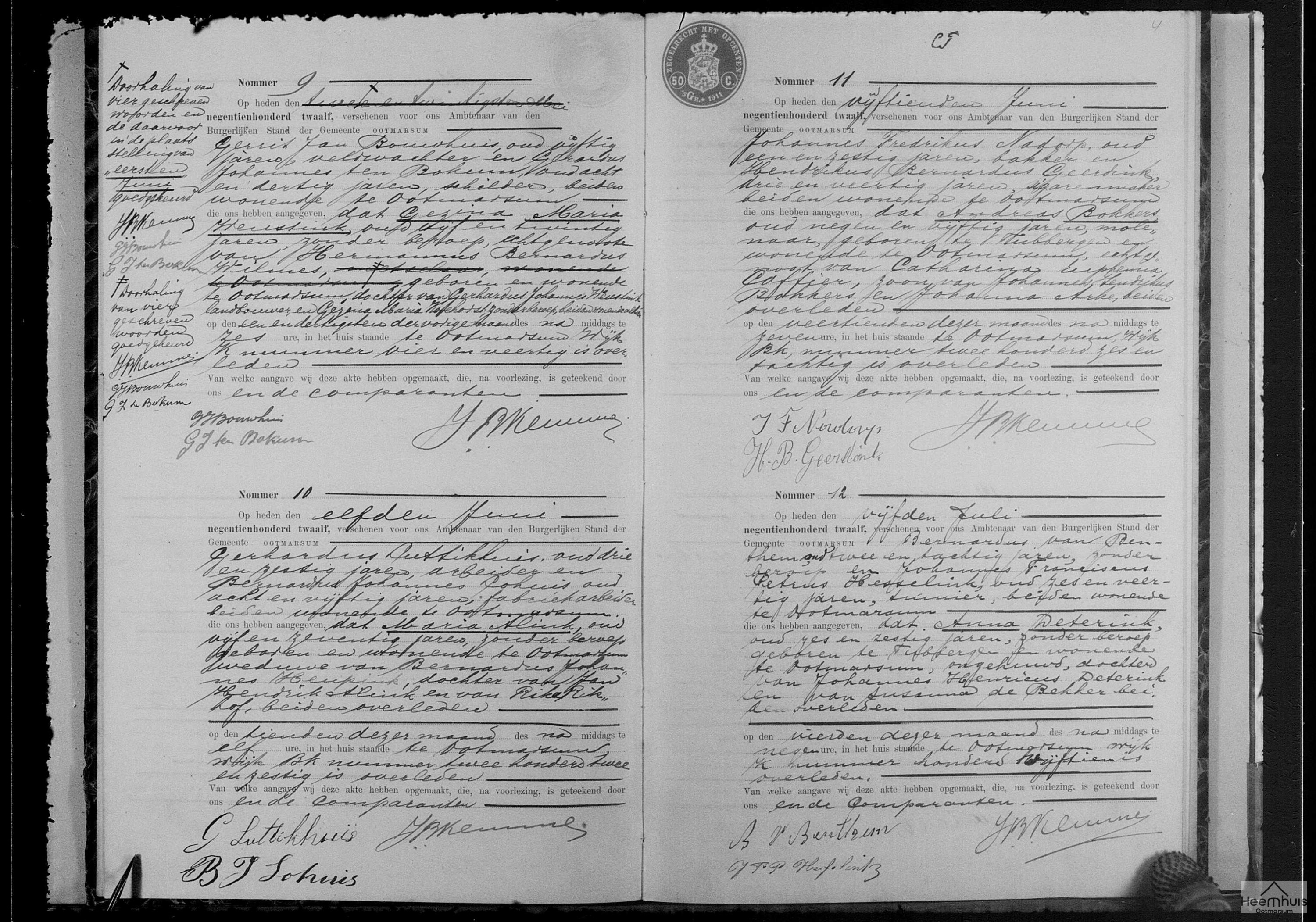 Overlijdensakte van Gezina Maria Weustink