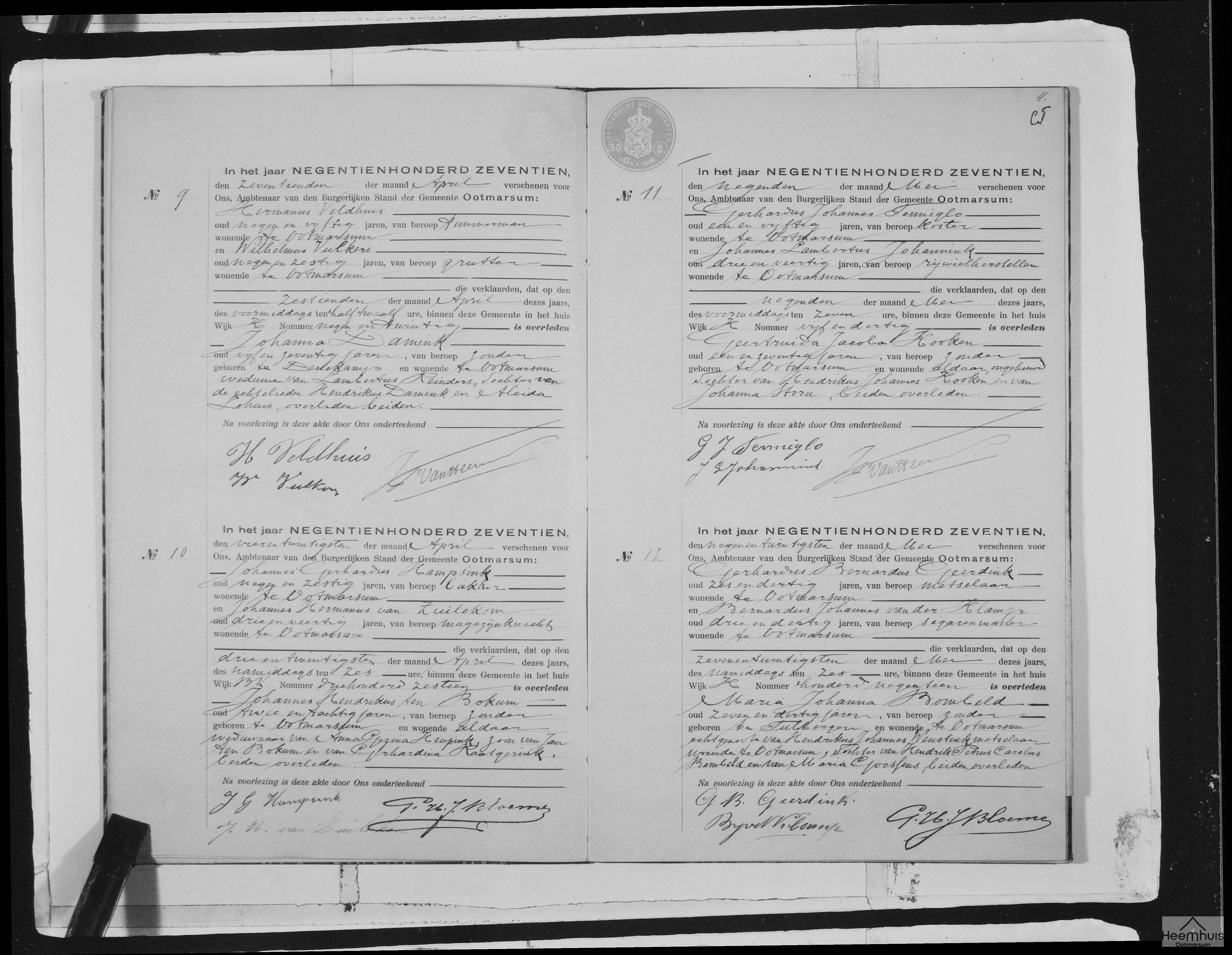 Overlijdensakte van Maria Johanna Bombeld