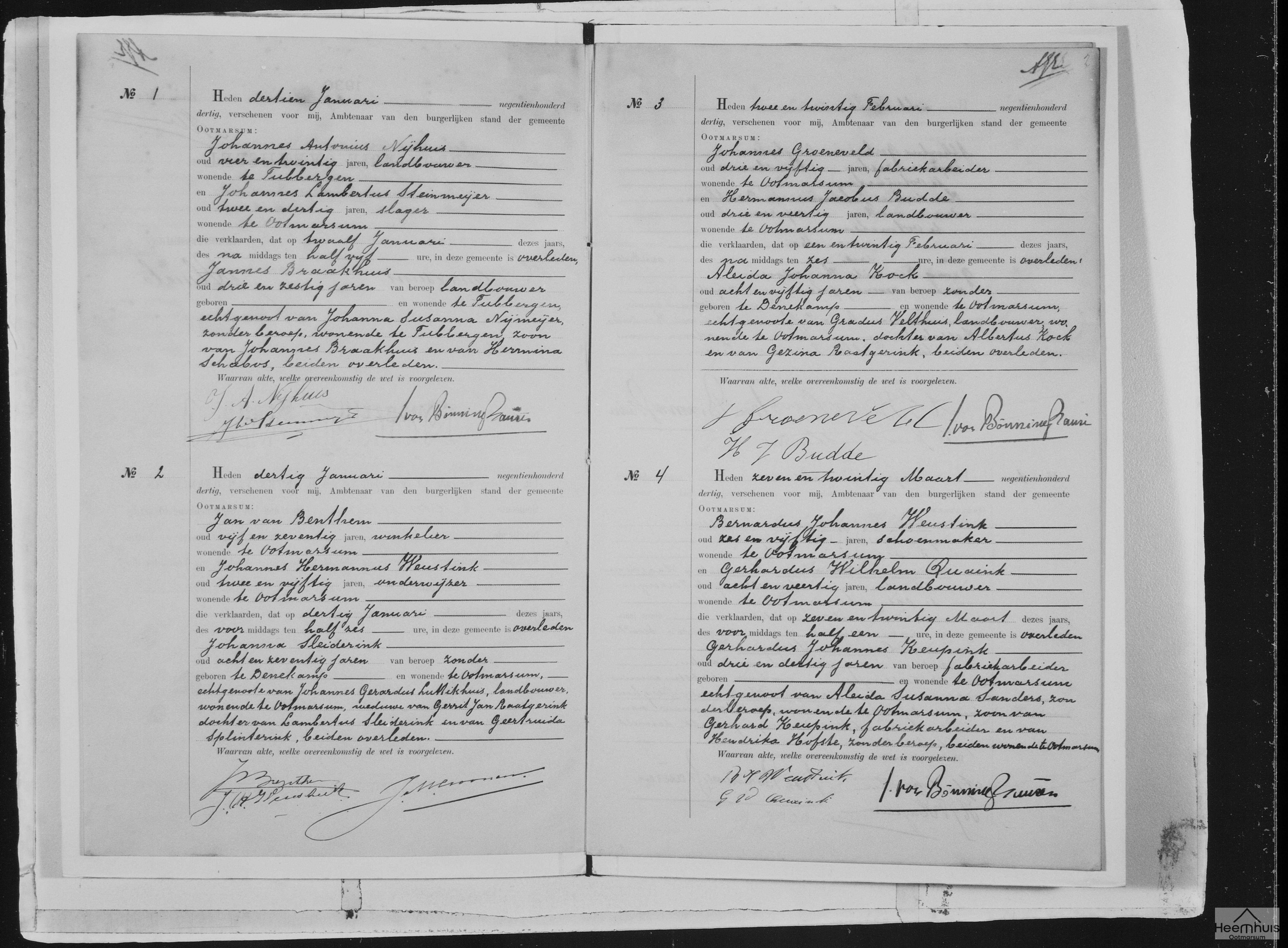 Overlijdensakte van Gerhardus Johannes Keupink