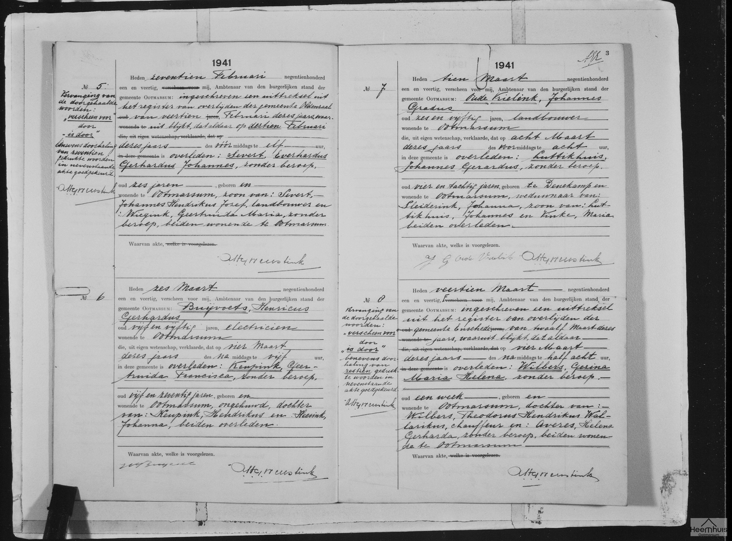 Overlijdensakte van Gezina Maria Helena Wilbers