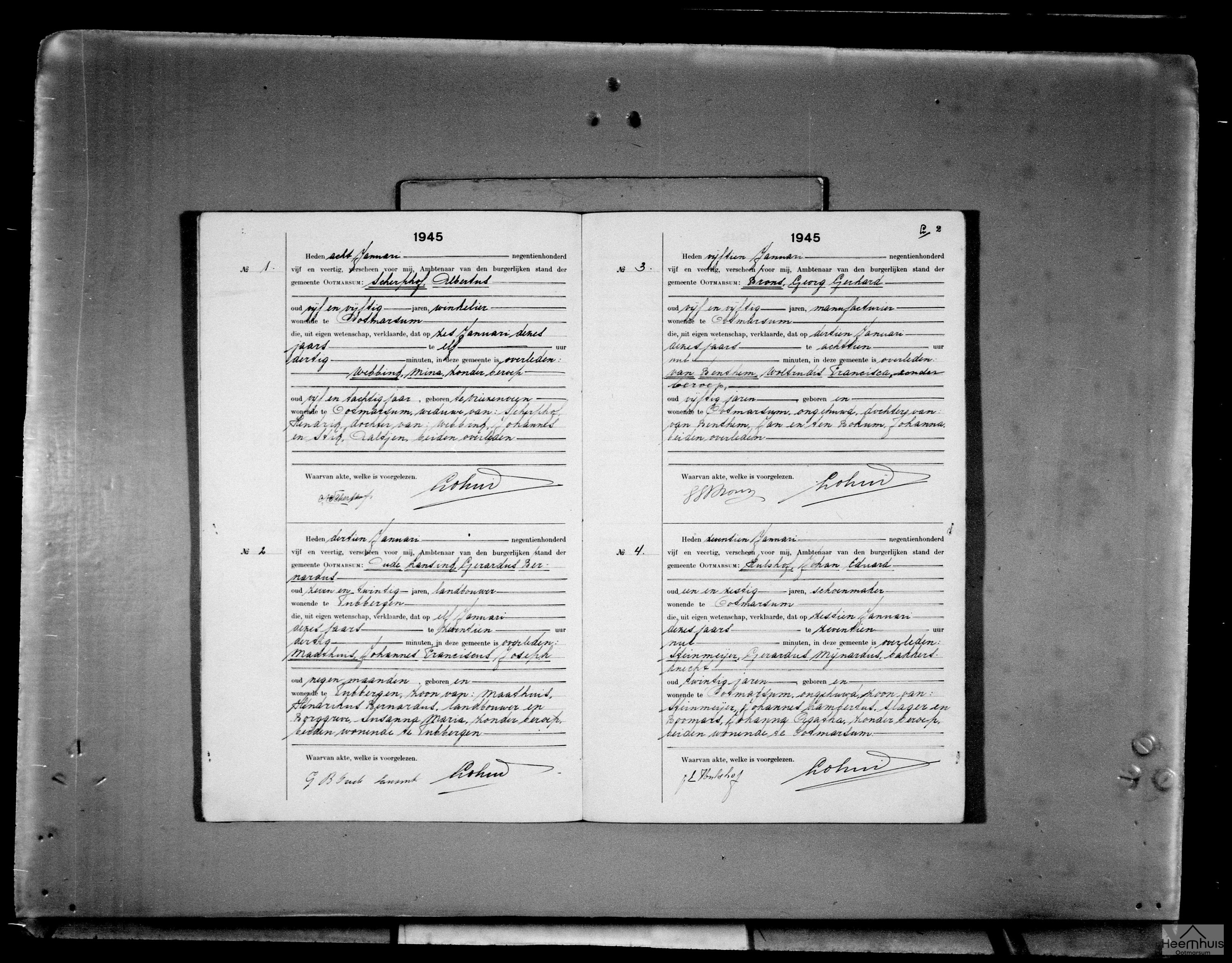 Overlijdensakte van Johannes Franciscus Joseph Maathuis