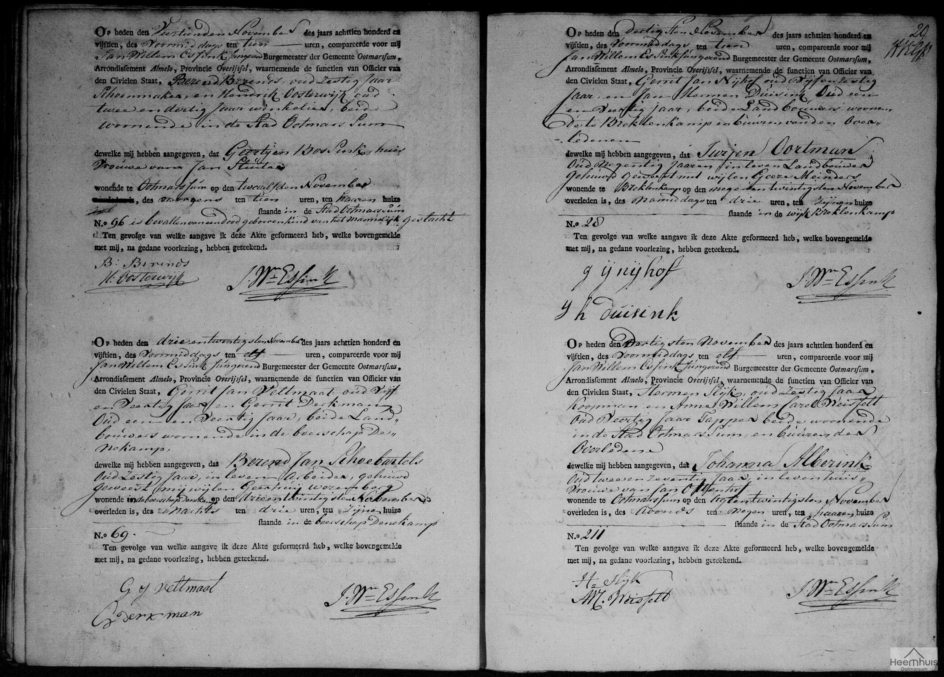 Overlijdensakte van levenloos geboren kind Sluiter
