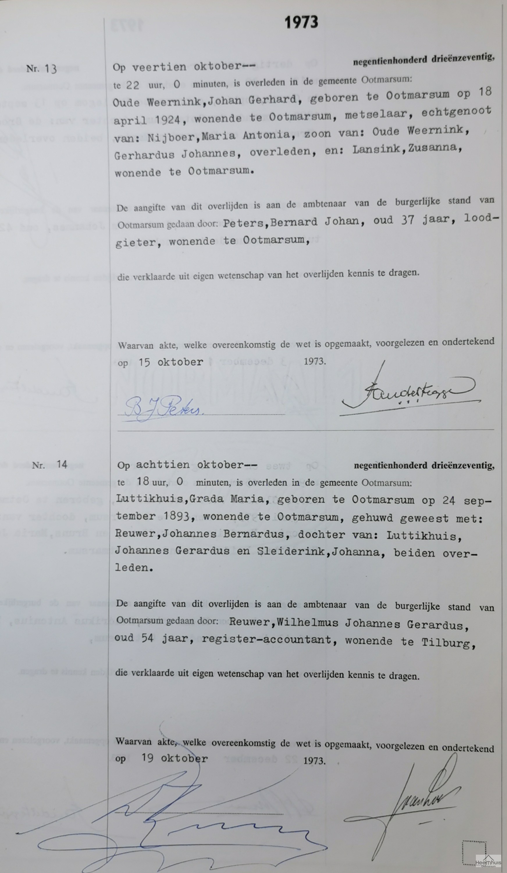 Overlijdensakte van Grada Maria Luttikhuis