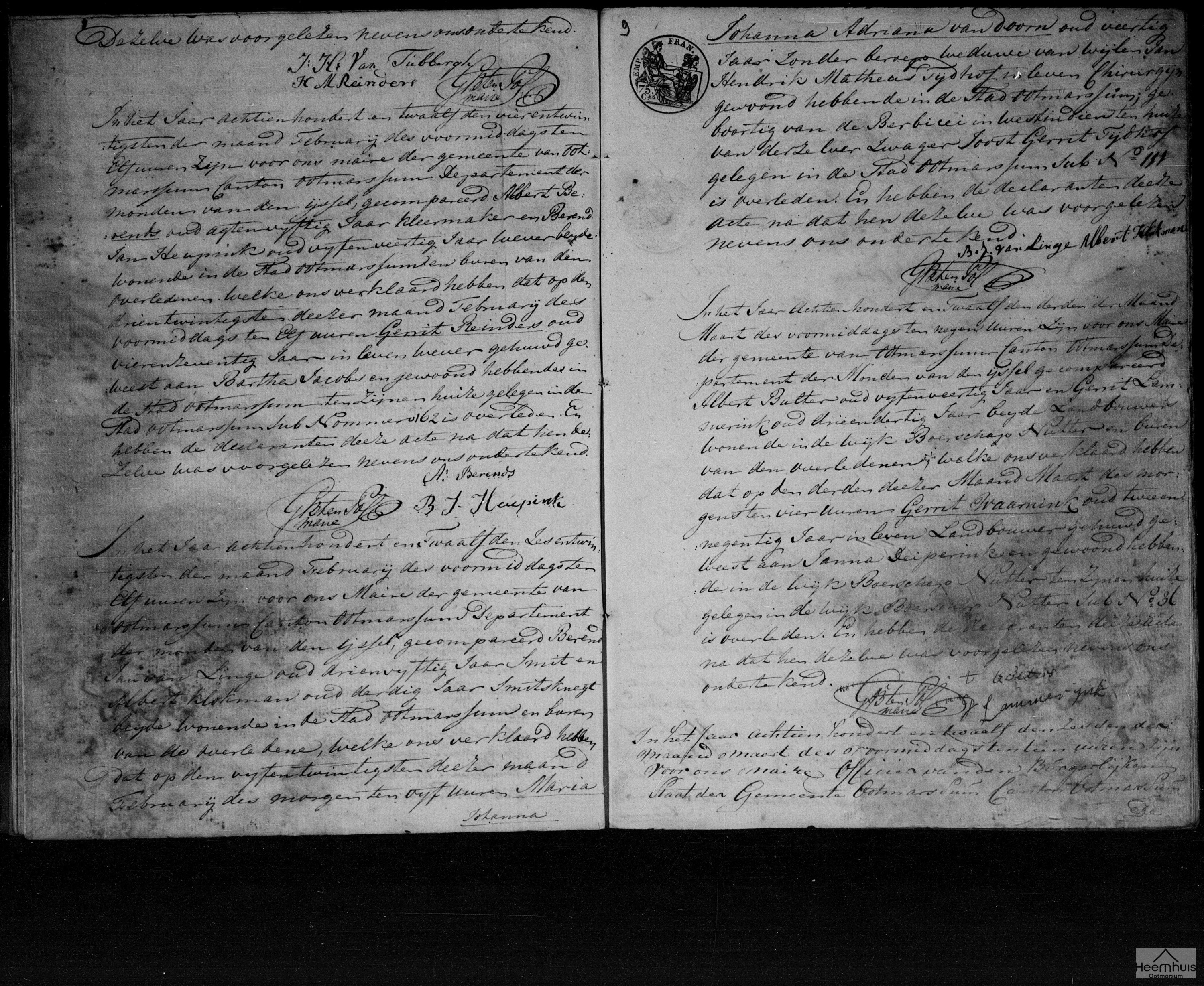 Overlijdensakte van Maria Johanna Adriana van Doorn