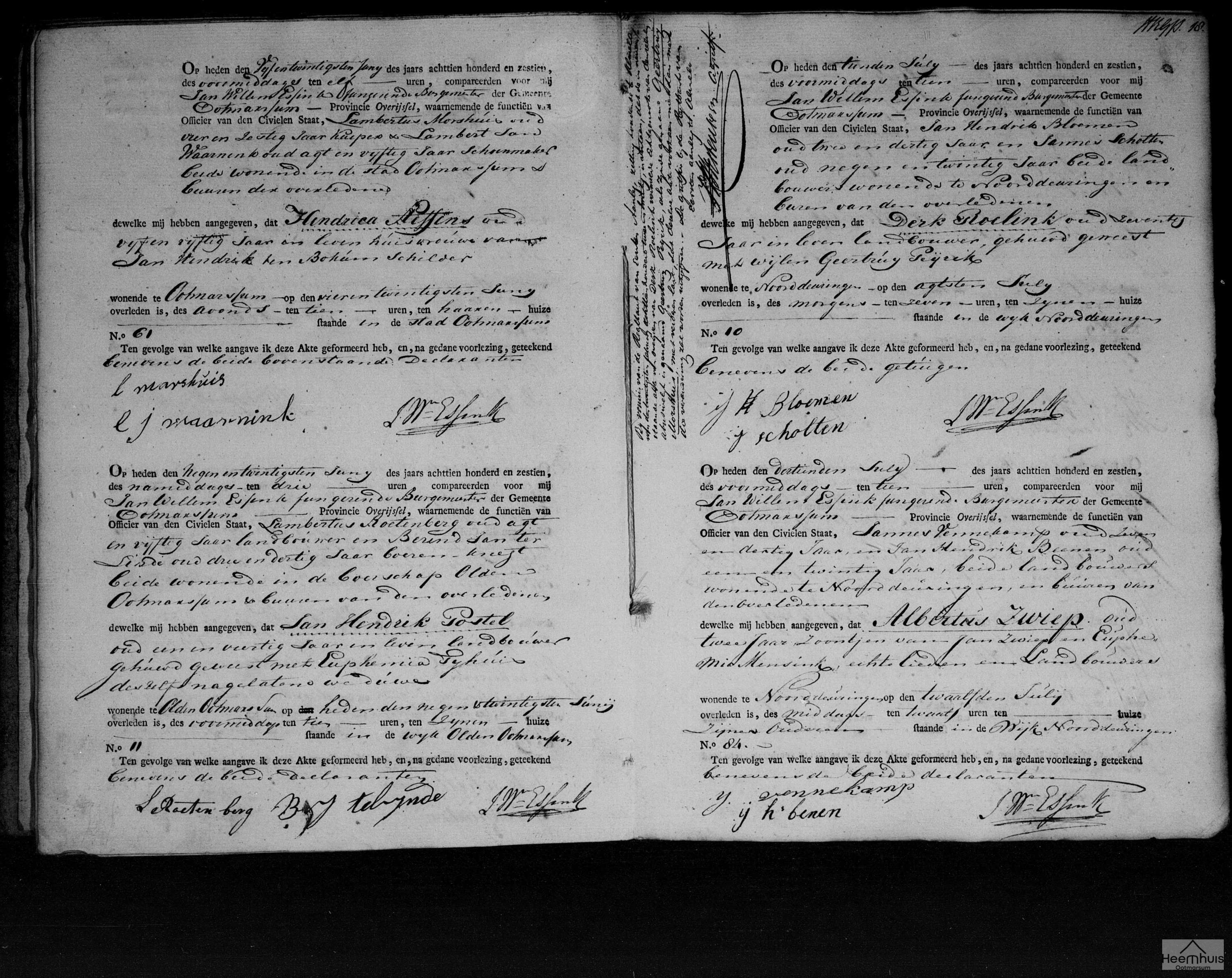 Overlijdensakte van Jan Hendrik Postel