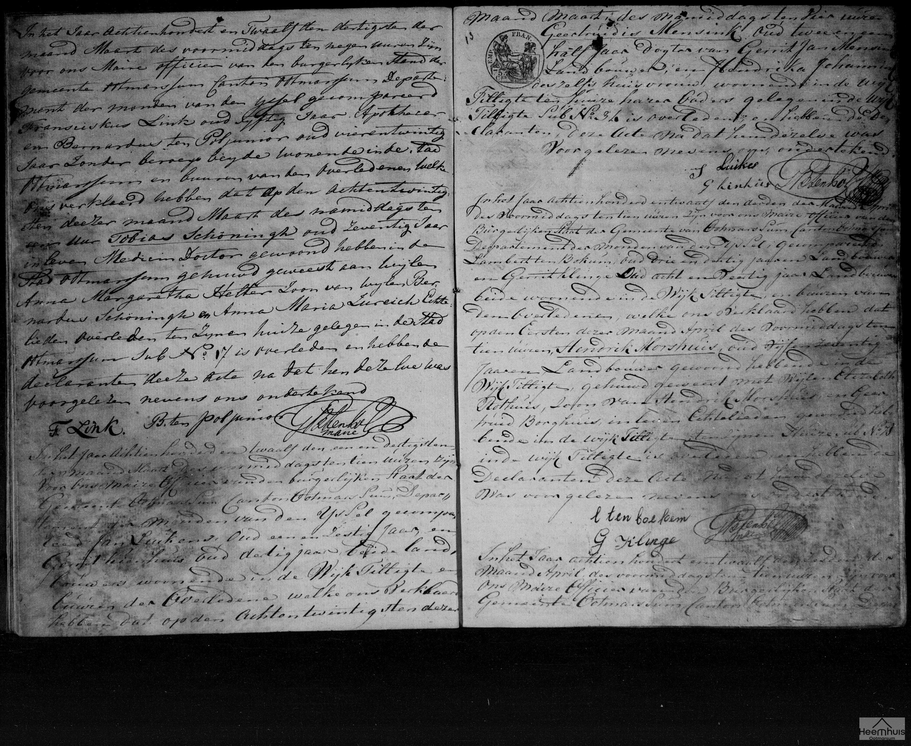 Overlijdensakte van Hendrik Morshuis
