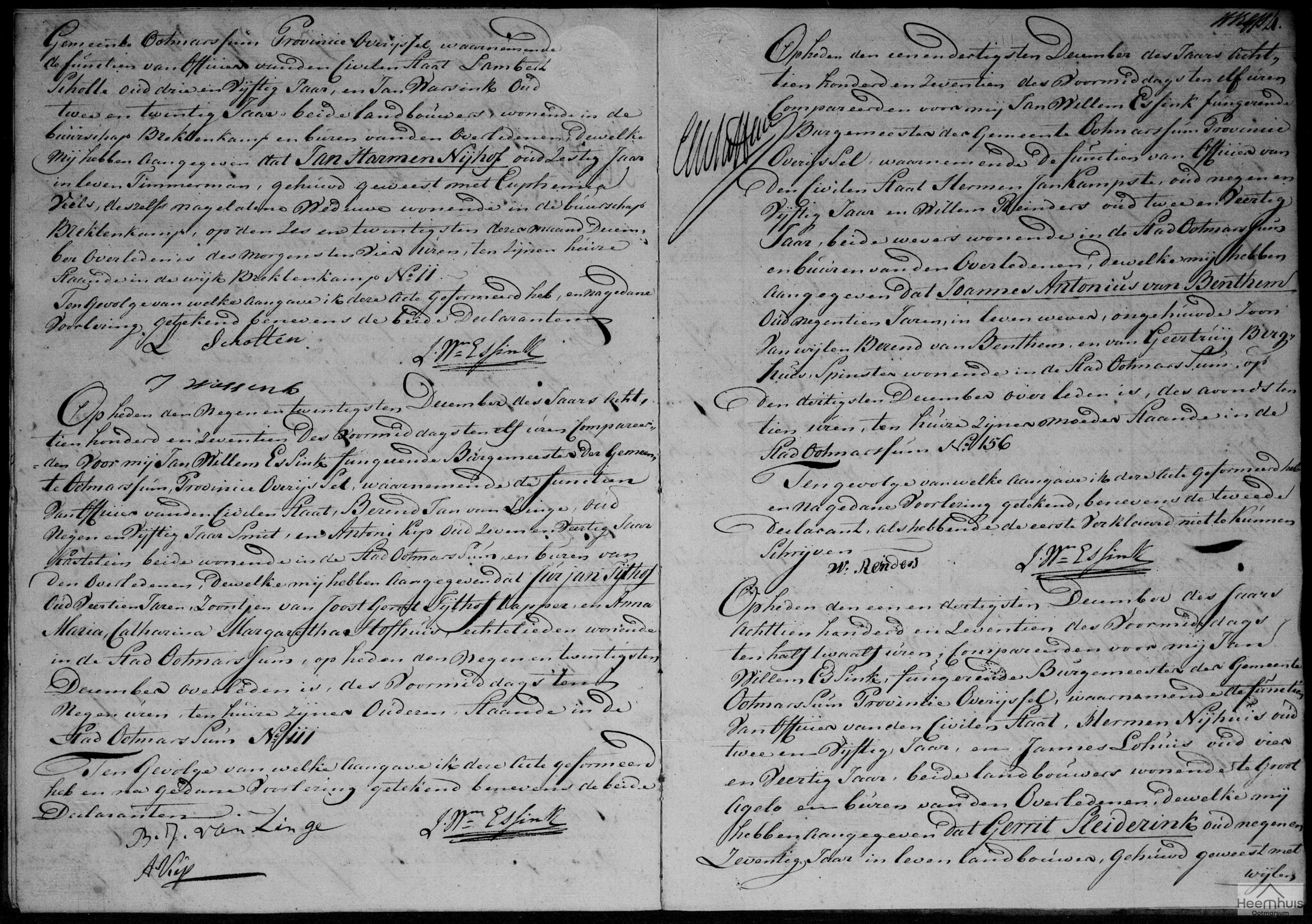 Overlijdensakte van Joannes Antonius van Benthem