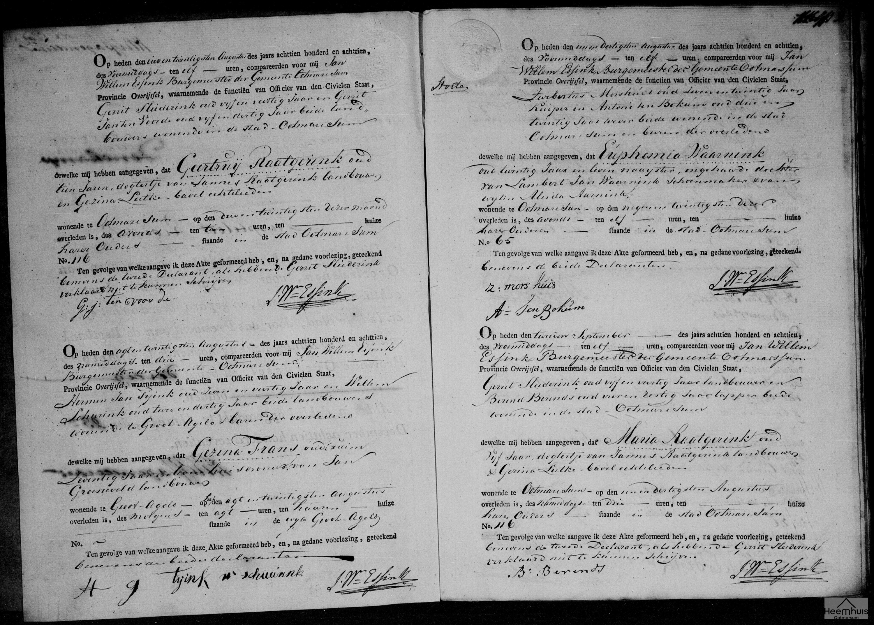 Overlijdensakte van Euphemia Waarnink